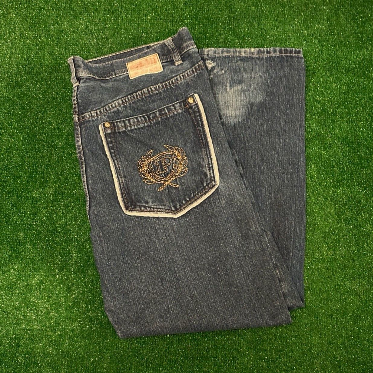 Phat Farm VINTAGE Phat Farm Jeans Baggy Skater Grunge Hip Hop 38x32 Mens Dark Blue Denim Wide-Leg Size 38 VTG Size US 38 / EU 54 - 2 Thumbnail