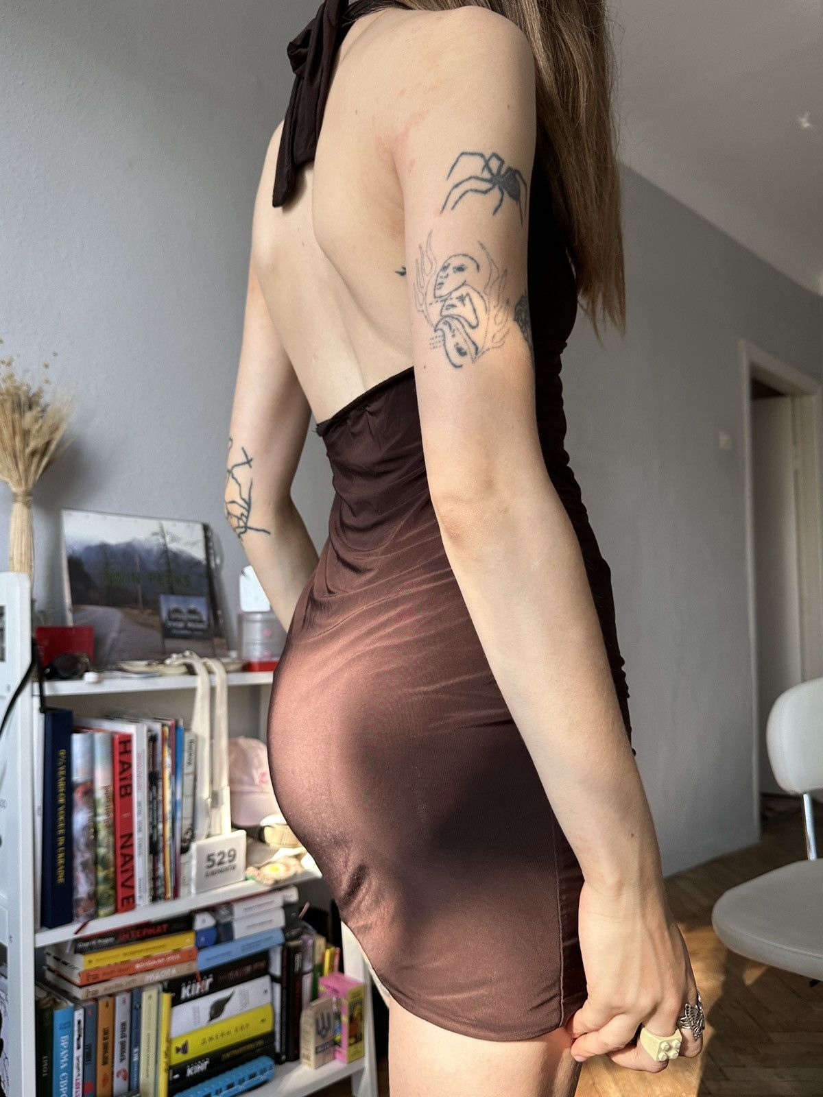 Seditionaries × Vintage Sexy Shiny Halter Ruched Draped Mini Micro Dress Gossigirl Size L / US 10 / IT 46 - 6 Thumbnail