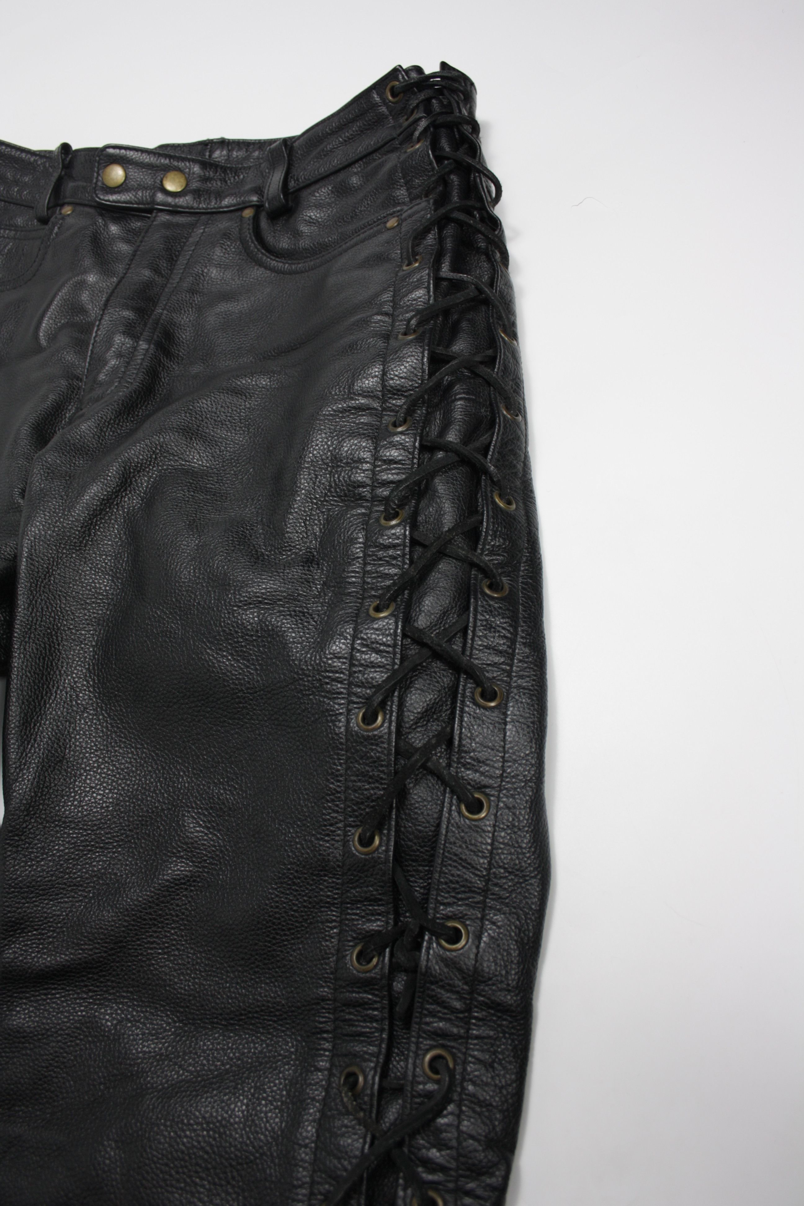Genuine Leather × Vintage POLO Motorrad Vintage Motorcycle Biker Lace Up Pants Size US 30 / EU 46 - 4 Thumbnail