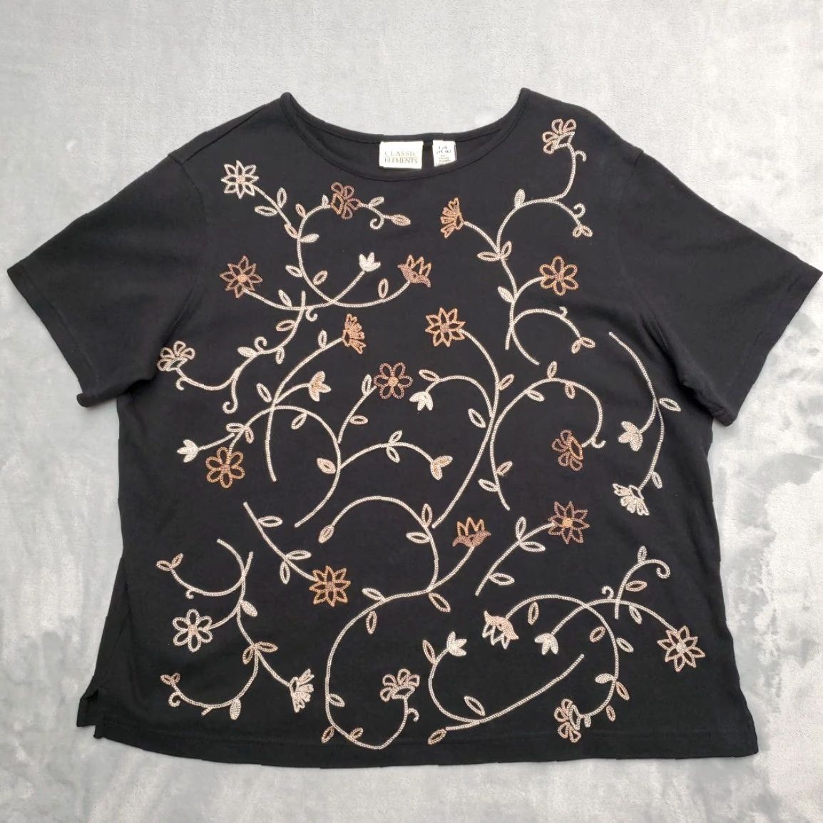 Vintage VINTAGE Classic Elements Top Women L Black Cotton Embroidered Floral Cottage Y2K Shirt Womens Size L / US 10 / IT 46 - 2 Thumbnail