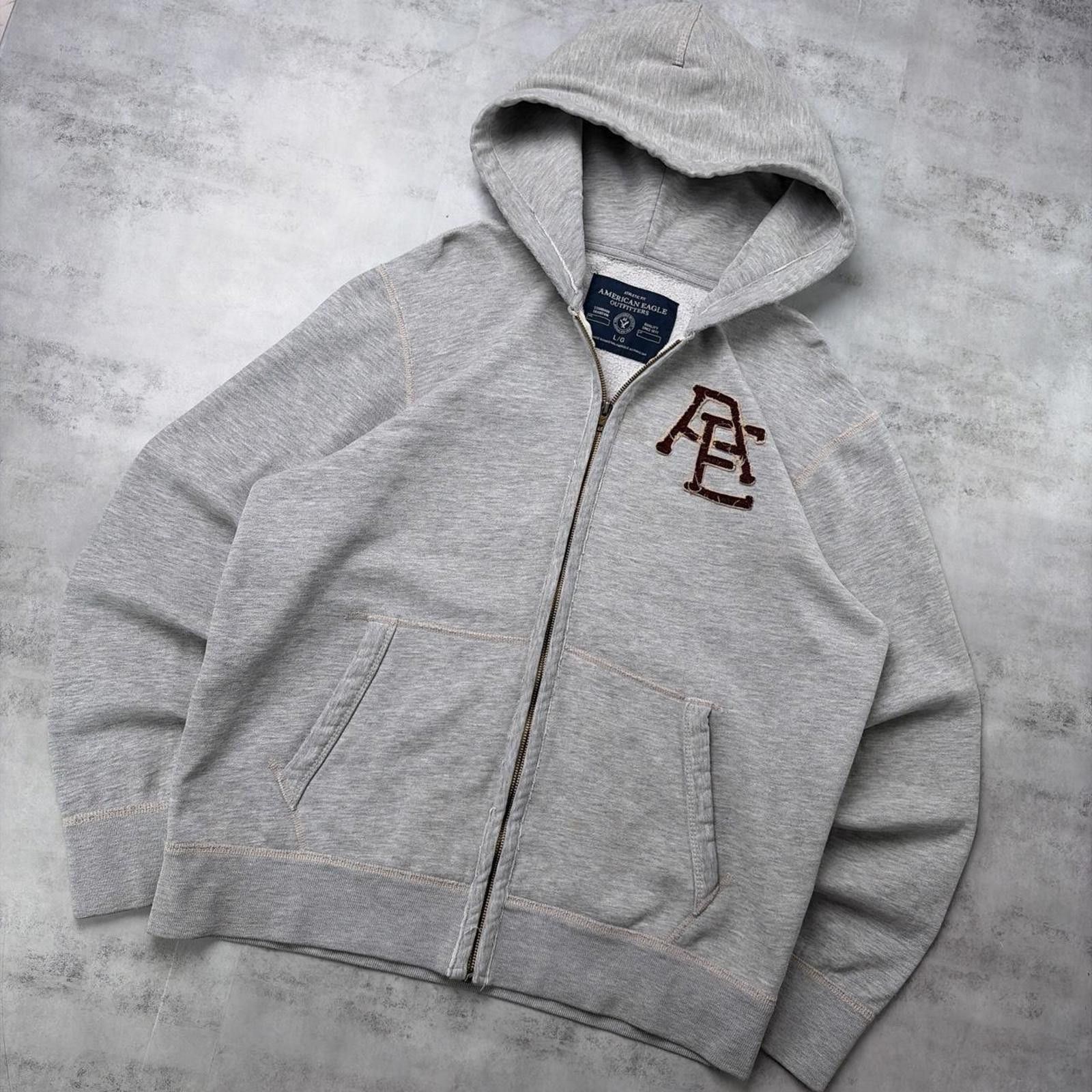 American Eagle Outfitters Y2K Grey American Eagle Grunge Heavyweight Zip Up Hoodie Size US L / EU 52-54 / 3 - 2 Thumbnail