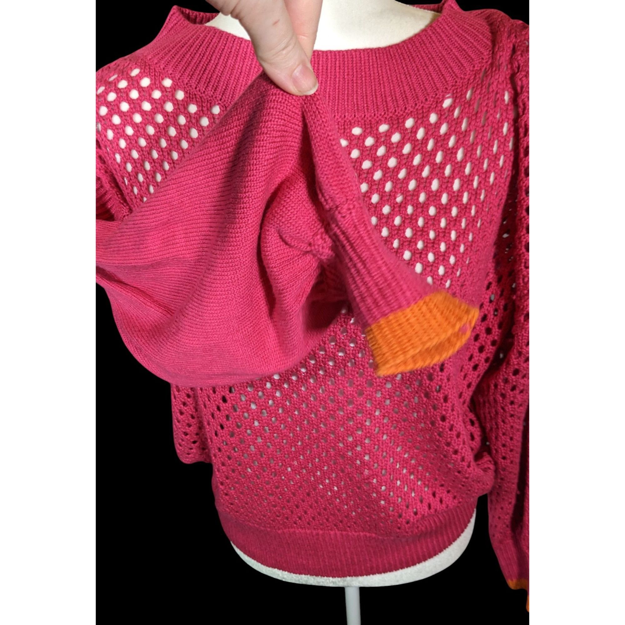 Other Velez Artisan Pink Asymmetrical Sweater With Orange Cuffs Size M / US 6-8 / IT 42-44 - 2 Thumbnail