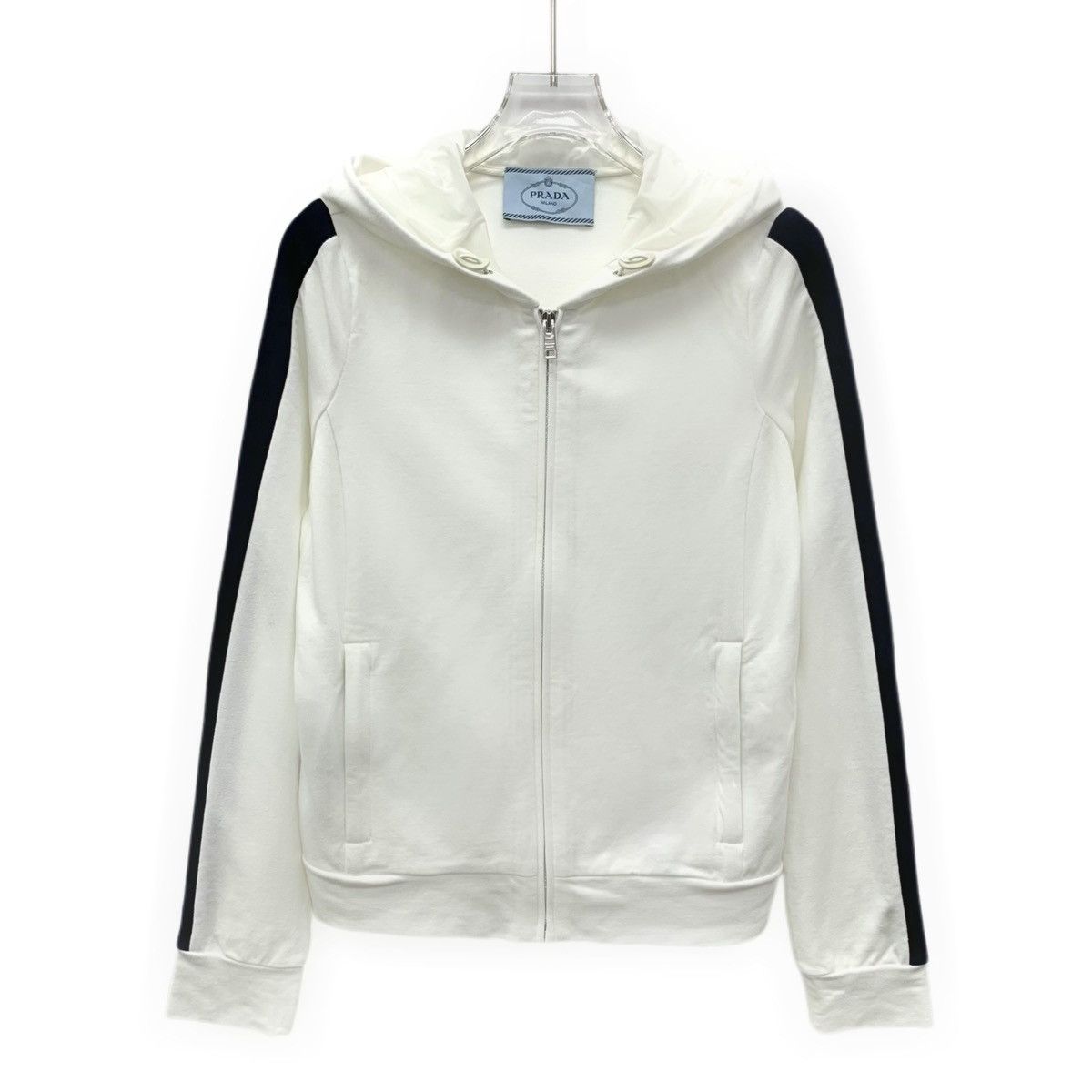 Prada Prada White Side Stripe Cotton Hooded Tracksuit K26WX Size S / US 4 / IT 40 - 1 Thumbnail