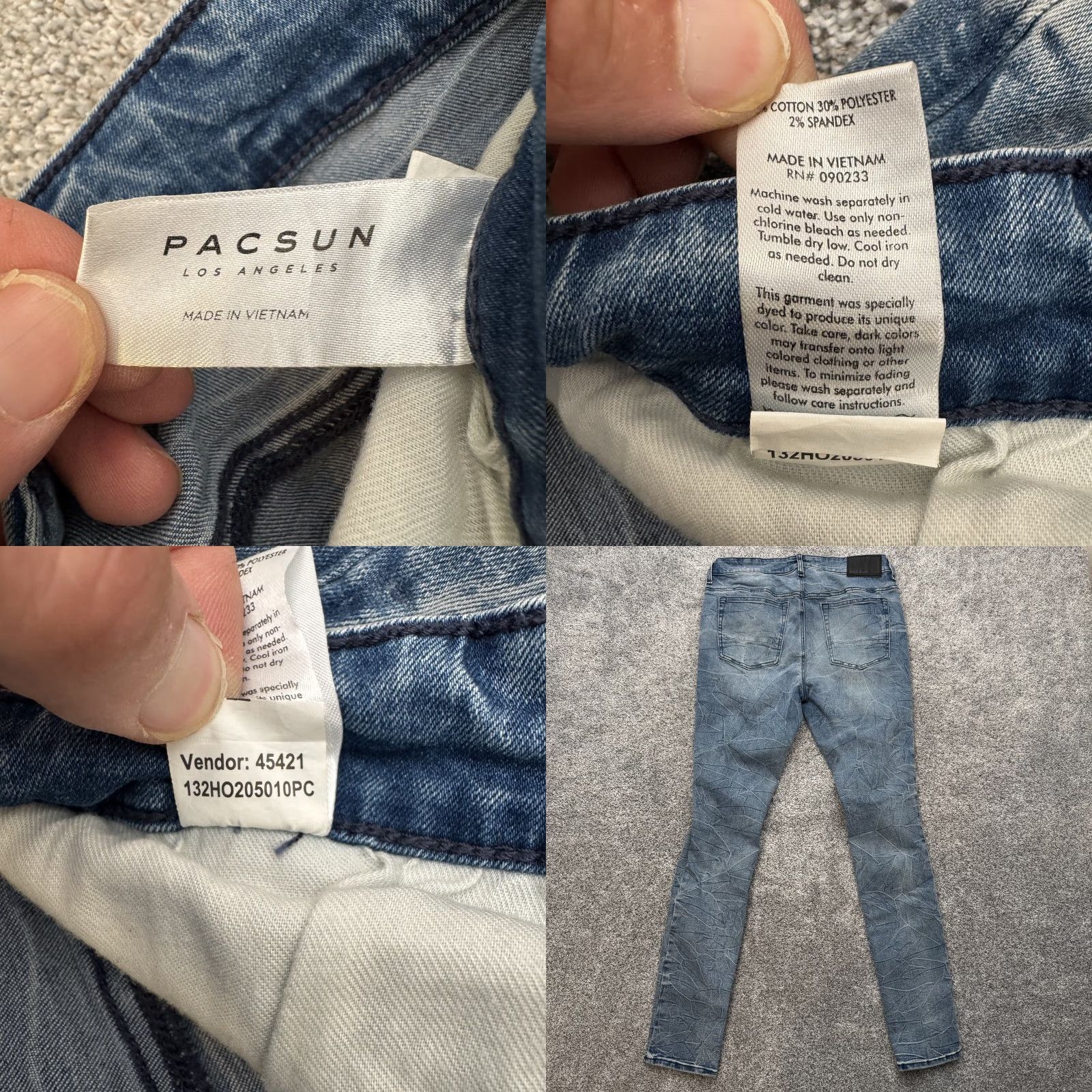 Pacsun Pacsun Stacked Skinny Jeans Mens 32x32 Blue Distressed Stretch Denim Pants Size US 32 / EU 48 - 8 Thumbnail