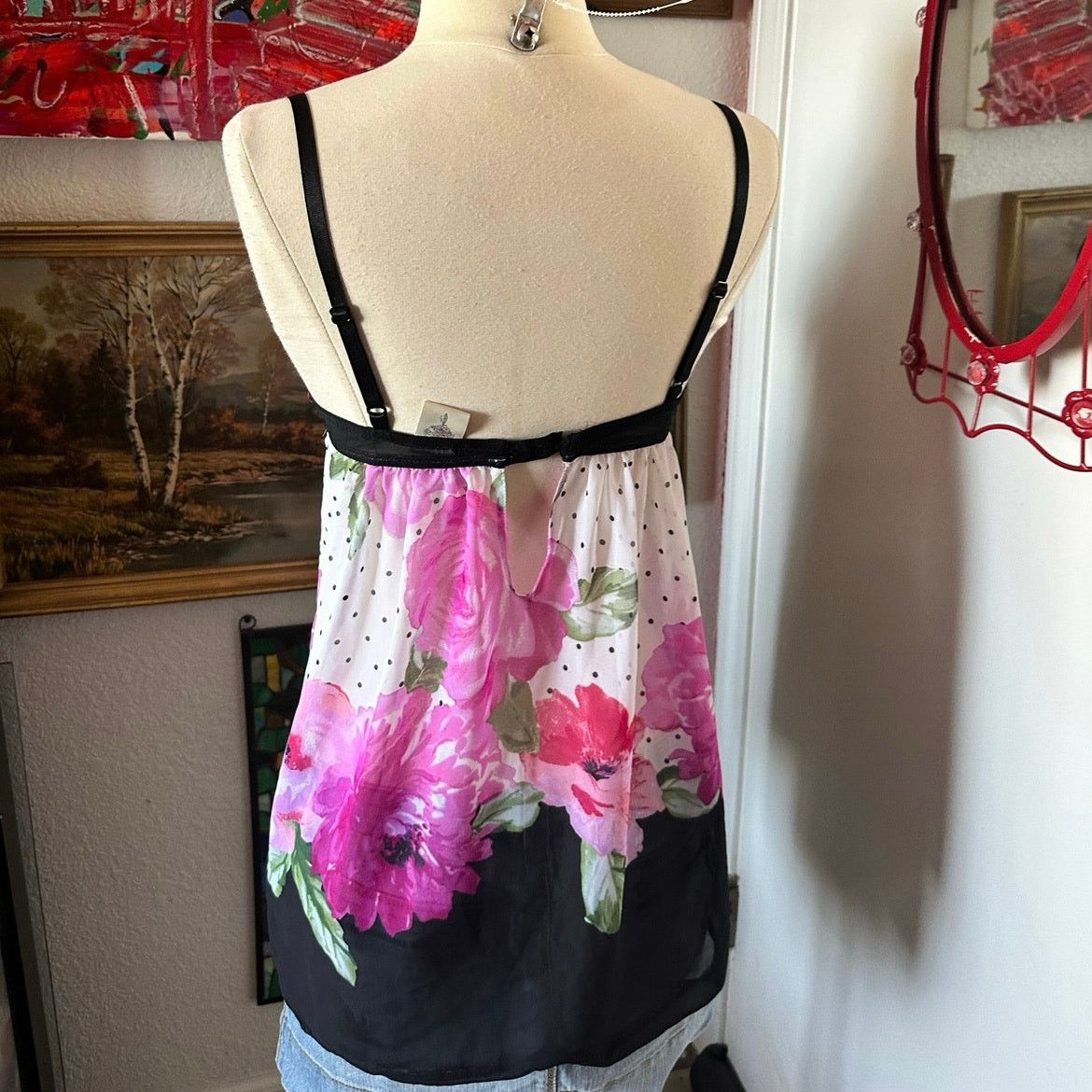 Other in bloom vintage slip bralette top floral polka dot tank Size S / US 4 / IT 40 - 3 Thumbnail