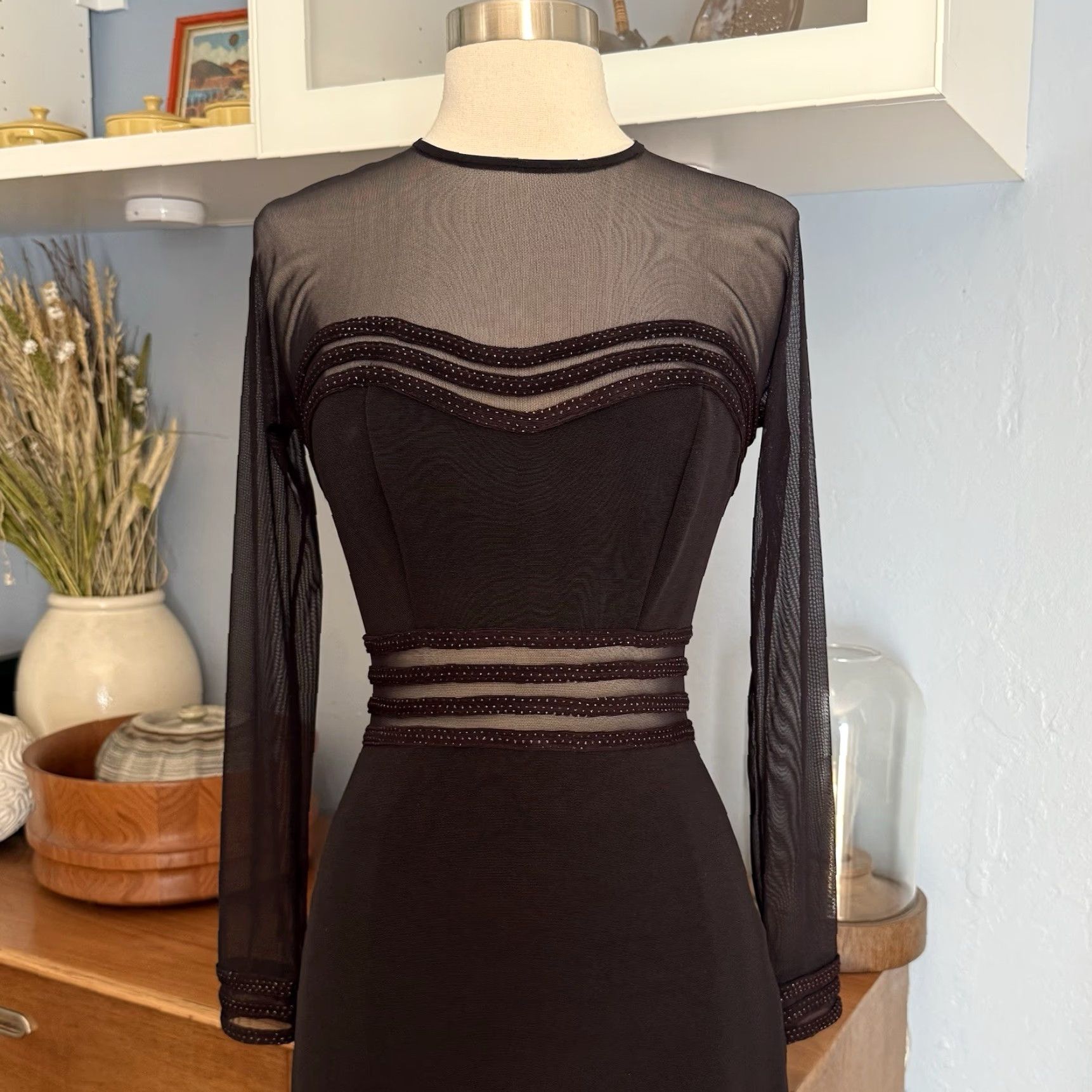 Vintage VINTAGE Cache Formal Gown Maxi Dress Bodycon Black S 1990s 2000s 90s Clubwear Wedding Paris Gothic Rock Size S / US 4 / IT 40 - 5 Thumbnail