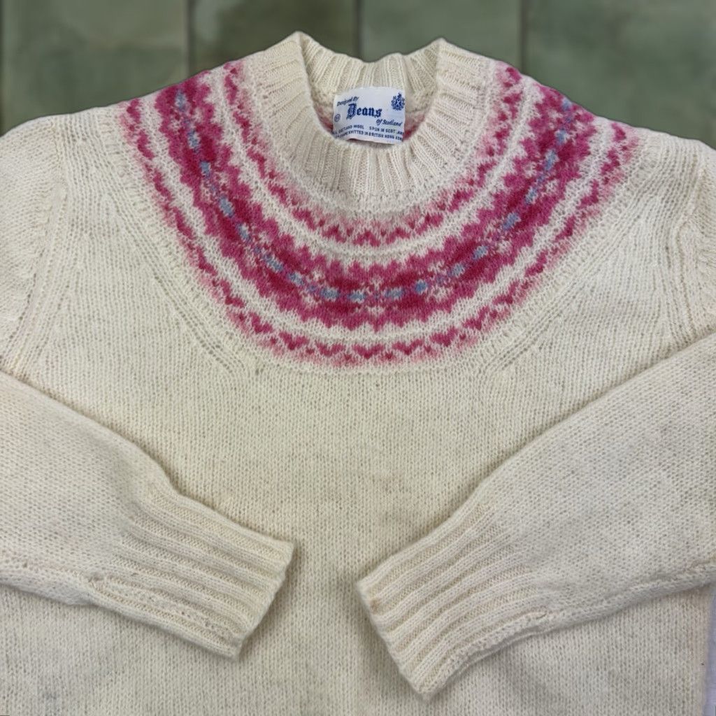 Vintage VINTAGE Deans Of Scotland Sweater Womens 38 Cream 1970s 100% Wool Shetland Size S / US 4 / IT 40 - 1 Thumbnail
