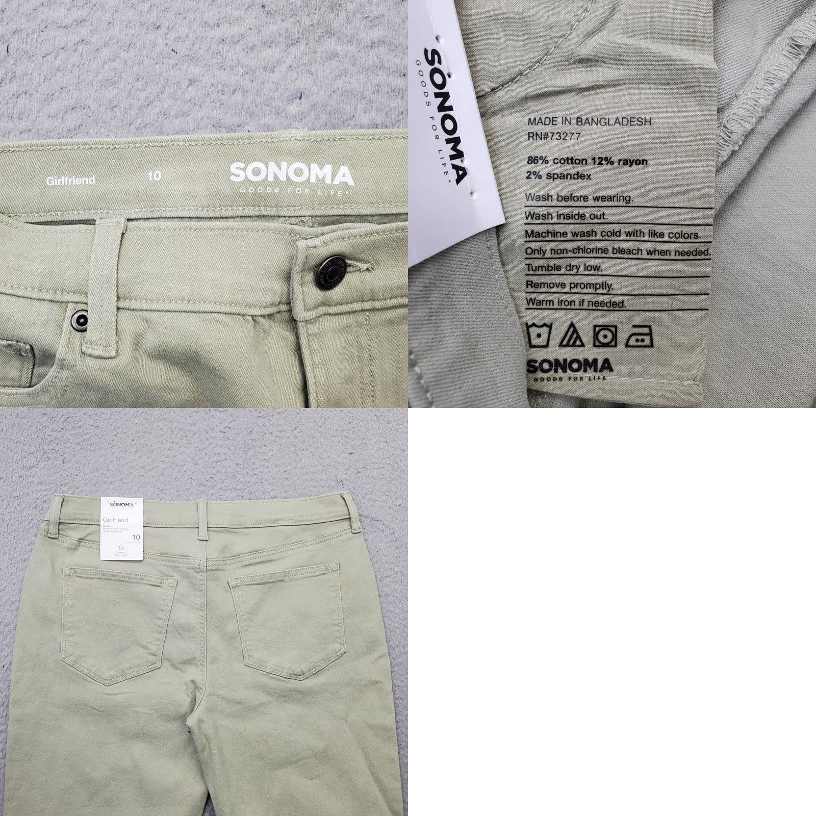 Denime Sonoma Womens 10 Green Denim Straight Leg Relaxed Mid-Rise Jeans Size 32" / US 10 / IT 46 - 8 Thumbnail