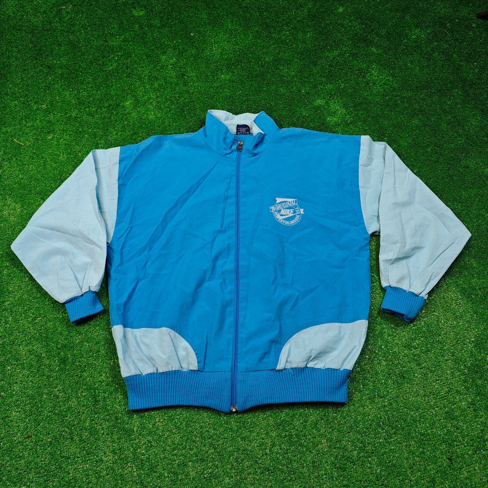 Nike × Vintage 80's Nike windbreaker jacket mens Medium zip blue vintage Size US M / EU 48-50 / 2 - 1 Thumbnail