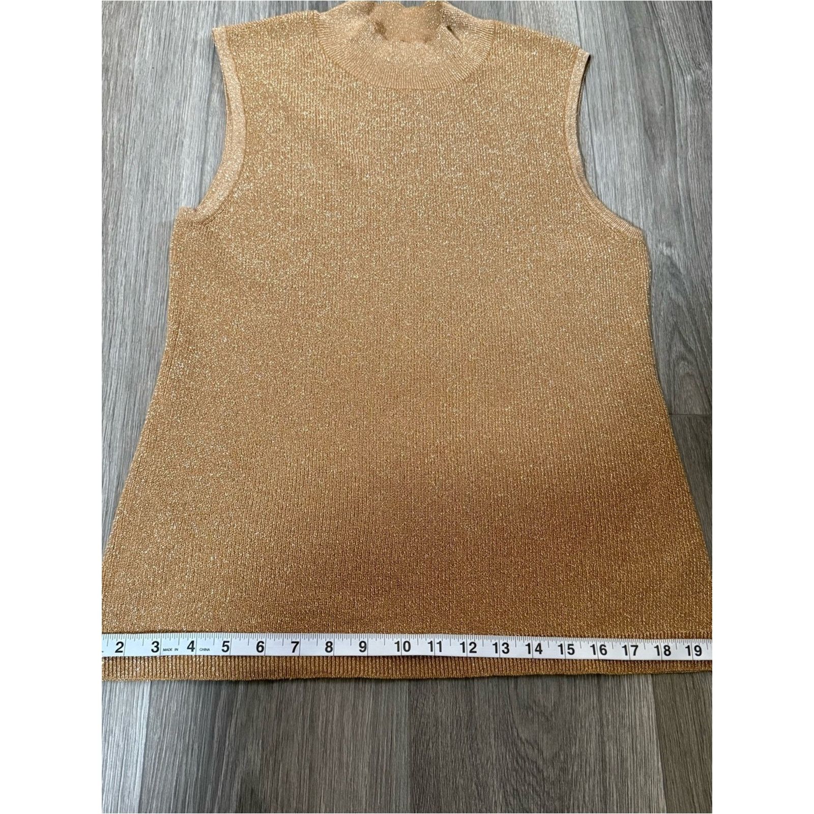 Elie Tahari Tahari ASL Camel/Gold Sleeveless Mock Neck Sweater Sz L NWT Size L / US 10 / IT 46 - 11 Thumbnail