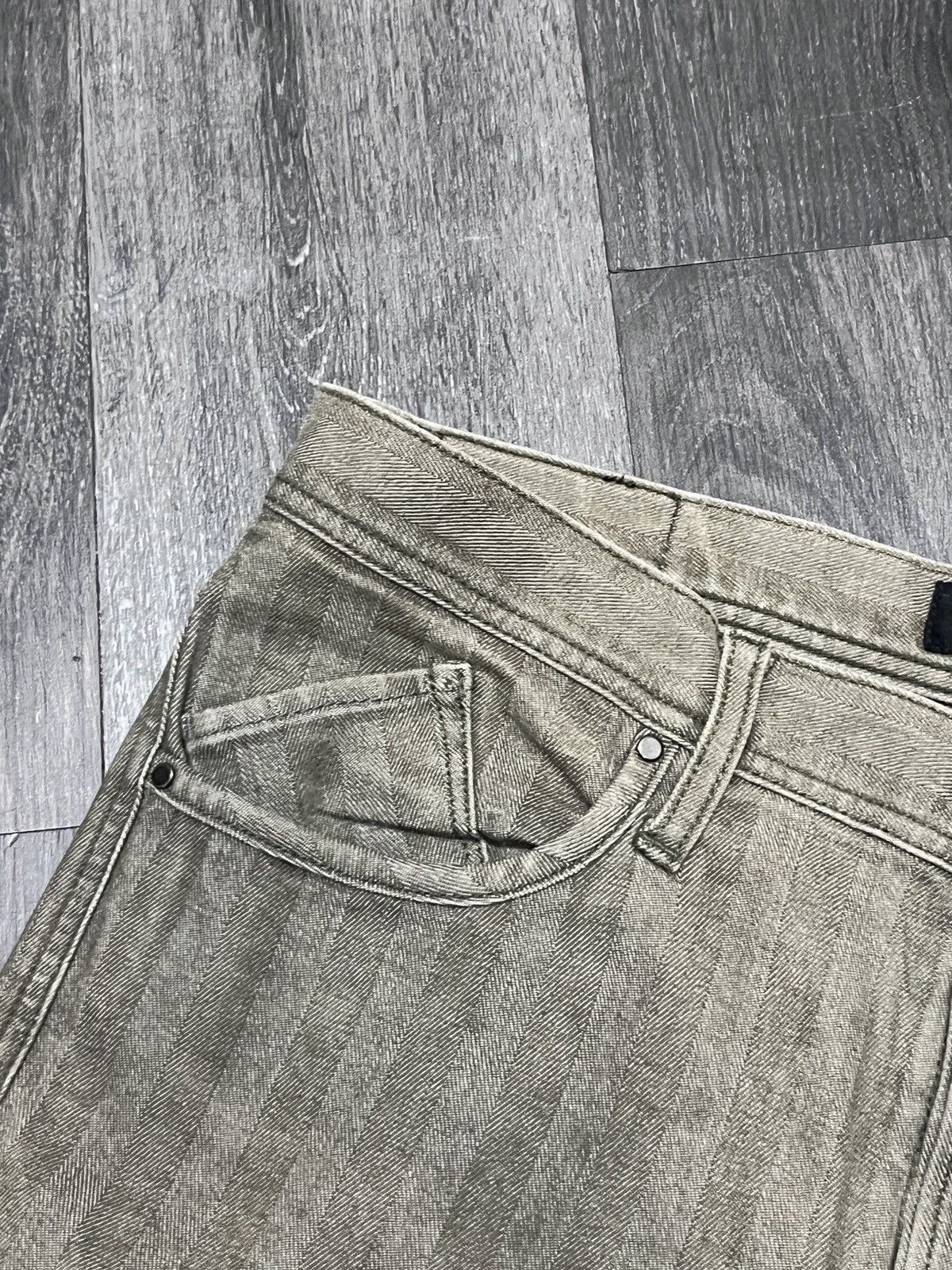 Le Grande Bleu (L.G.B.) LGB Inspired Back Number Faded Knee Trash Stripe Denim Size US 30 / EU 46 - 6 Thumbnail