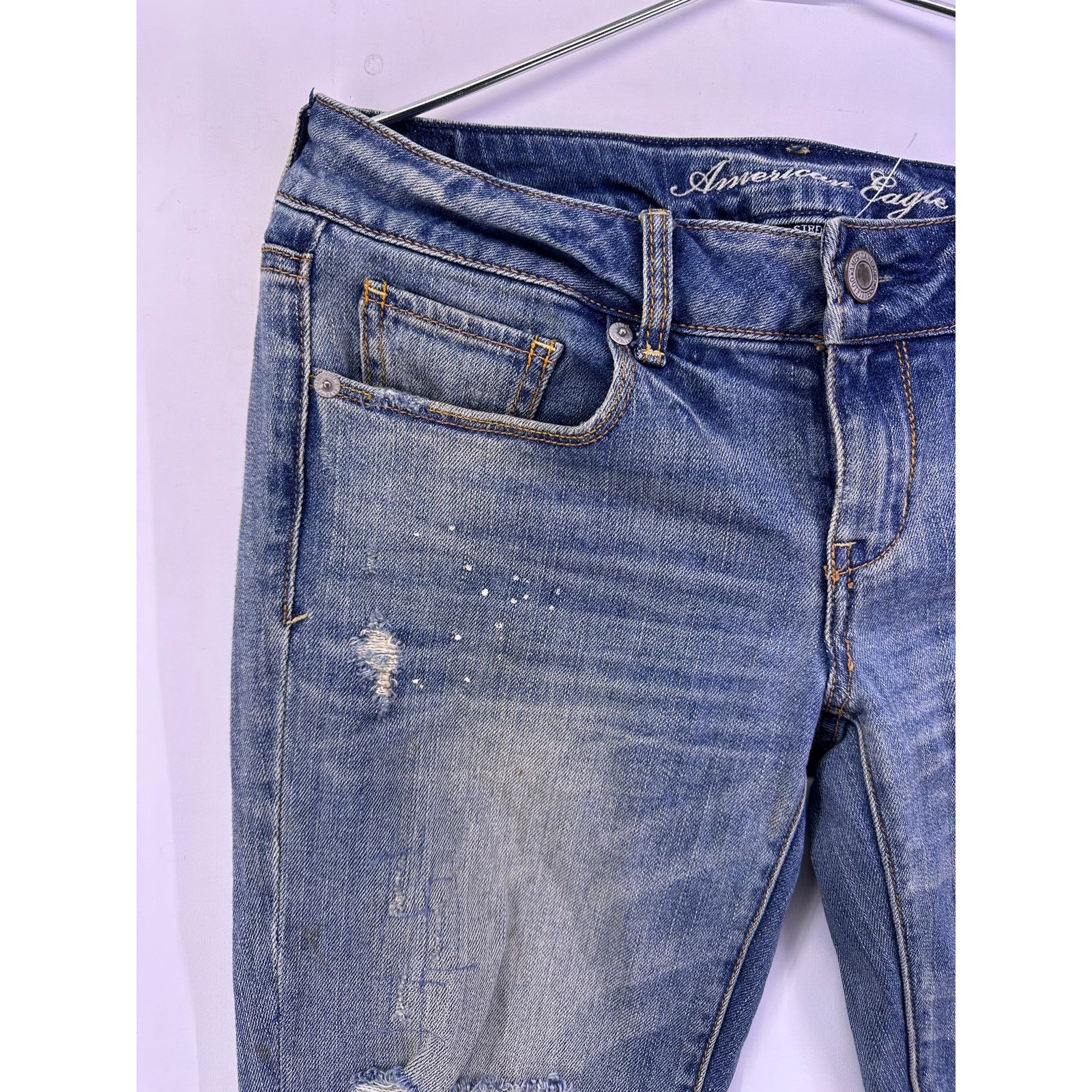 American Eagle Outfitters American Eagle Blue Ripped Skinny Jeans Size 6 Size 28" / US 6 / IT 42 - 5 Thumbnail