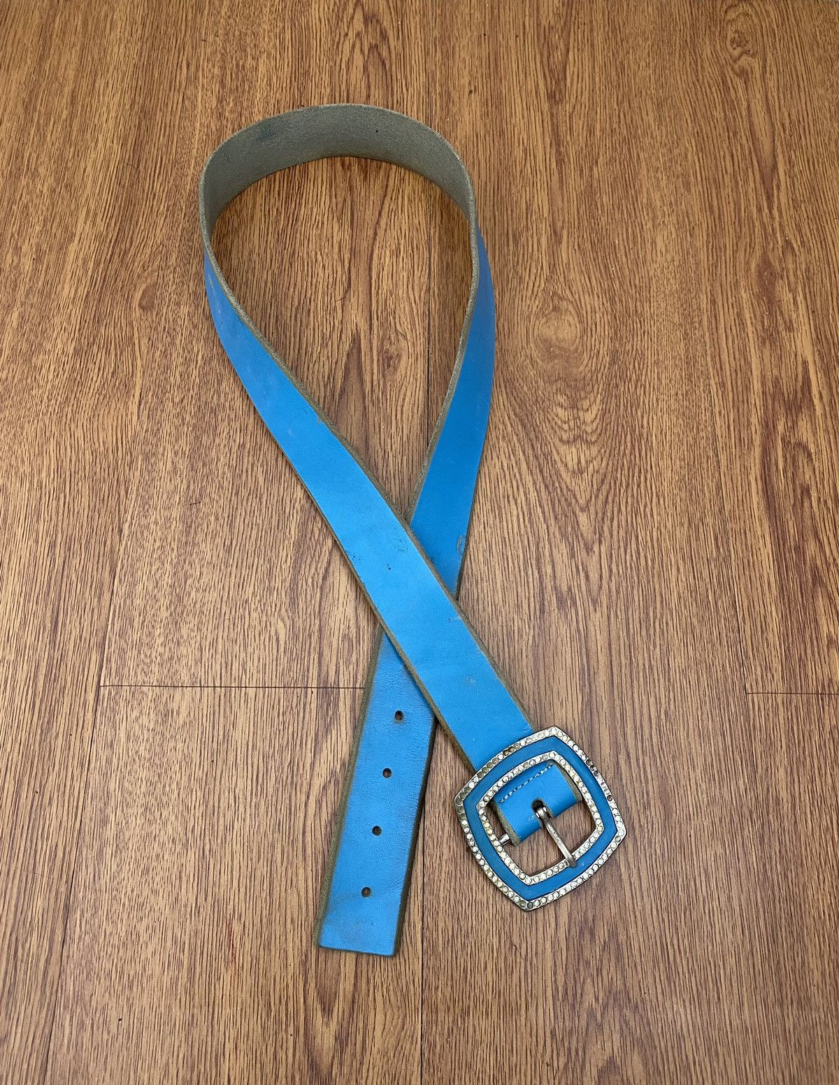 Genuine Leather × Japanese Brand × Vintage Baby blue crystal belt Size ONE SIZE - 1 Thumbnail