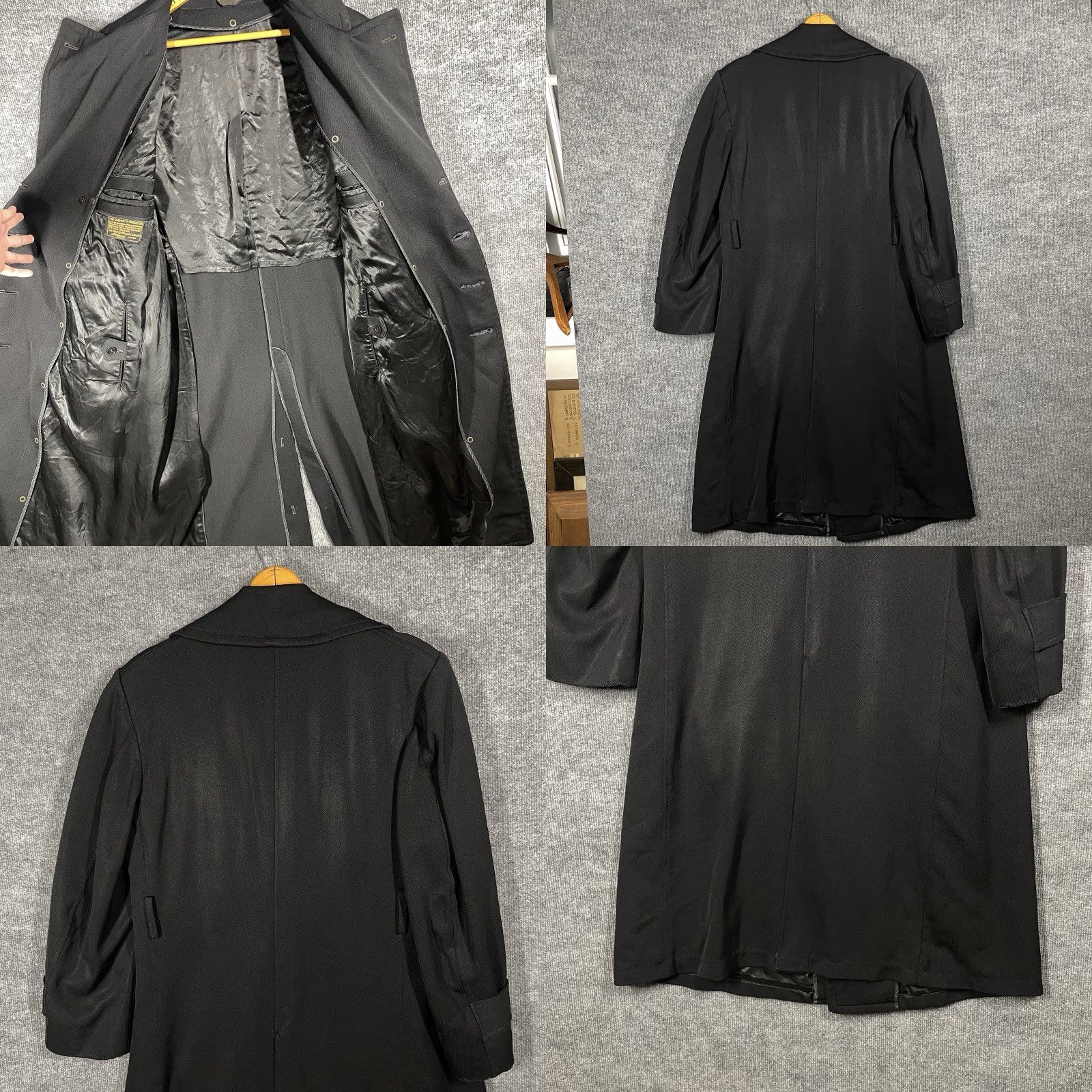 Vintage VINTAGE WWII 40s Gabardine Whipcord Trench Coat Mens 38 Black Wool Military USN Size US XXS / EU 40 - 9 Thumbnail
