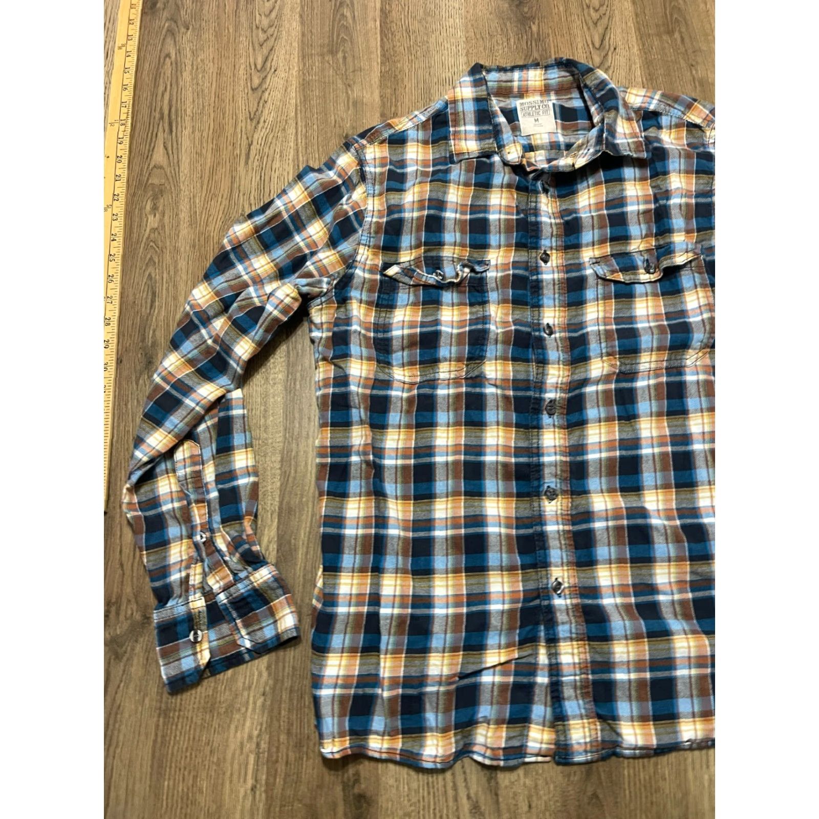 Mossimo Mossimo Shirt Men's Size Medium Blue Orange White Plaid Button Up Athletic Size US M / EU 48-50 / 2 - 3 Thumbnail