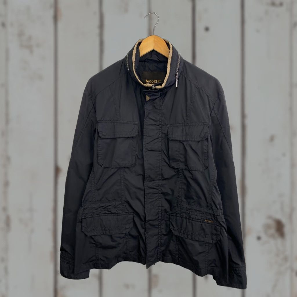 MooRER MOORER Nylon Jacket Retro Dark Blue L Mens Jacket - Size L - Vintage Style Retro Nylon Coat with Hood, Dark Blue, Defect on Buttons Size US L / EU 52-54 / 3 - 1 Thumbnail