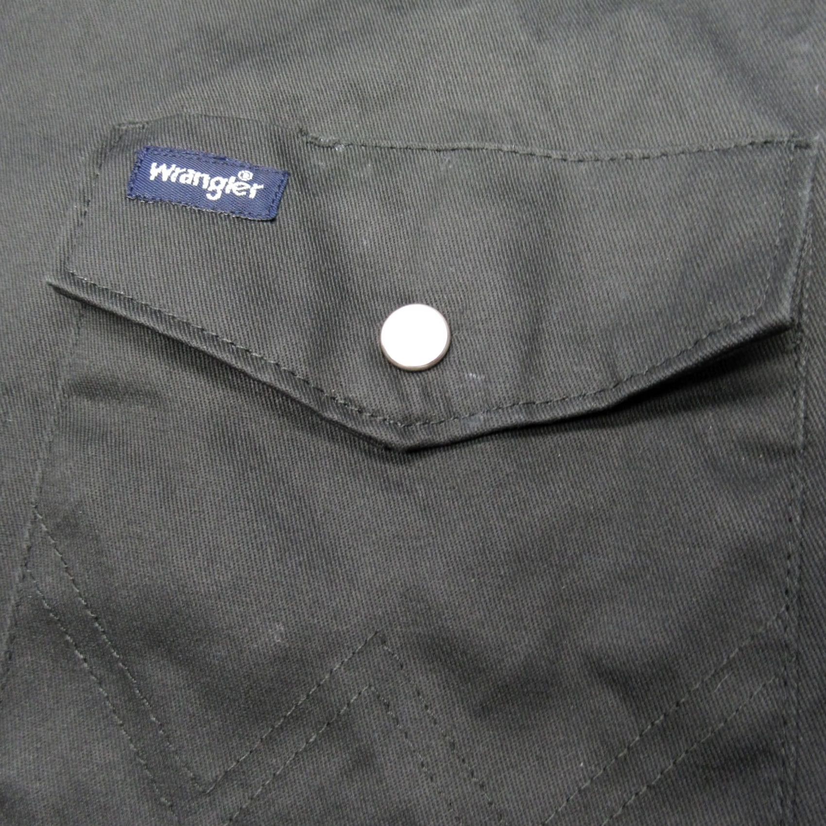 Wrangler VINTAGE Wrangler Pearl Snap Shirt Mens XL Gray Solid Canvas Long Sleeve Button Size US XL / EU 56 / 4 - 7 Thumbnail