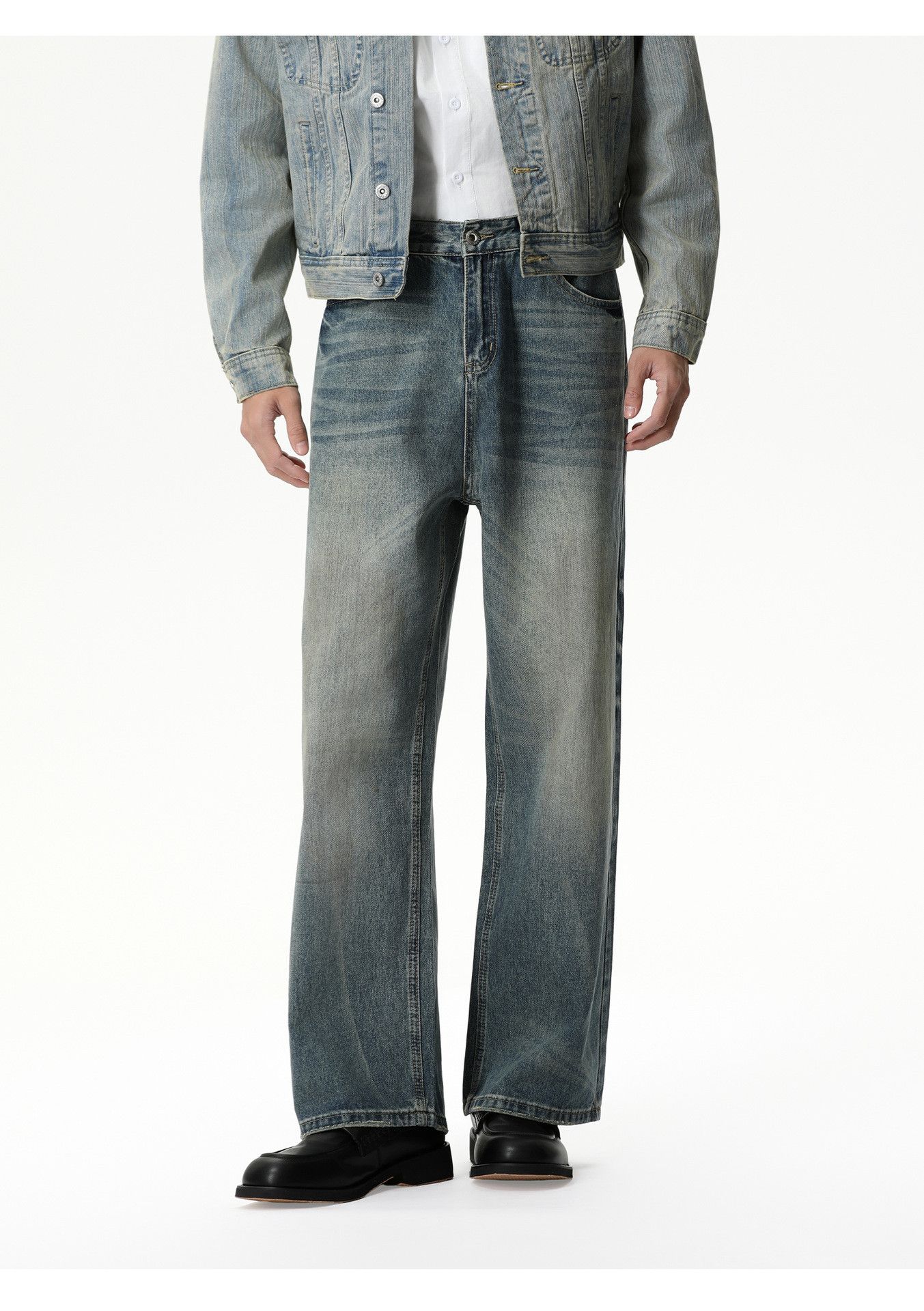 Vintage Men's American street whiskered straight loose washed jeans Size US 32 / EU 48 - 1 Thumbnail