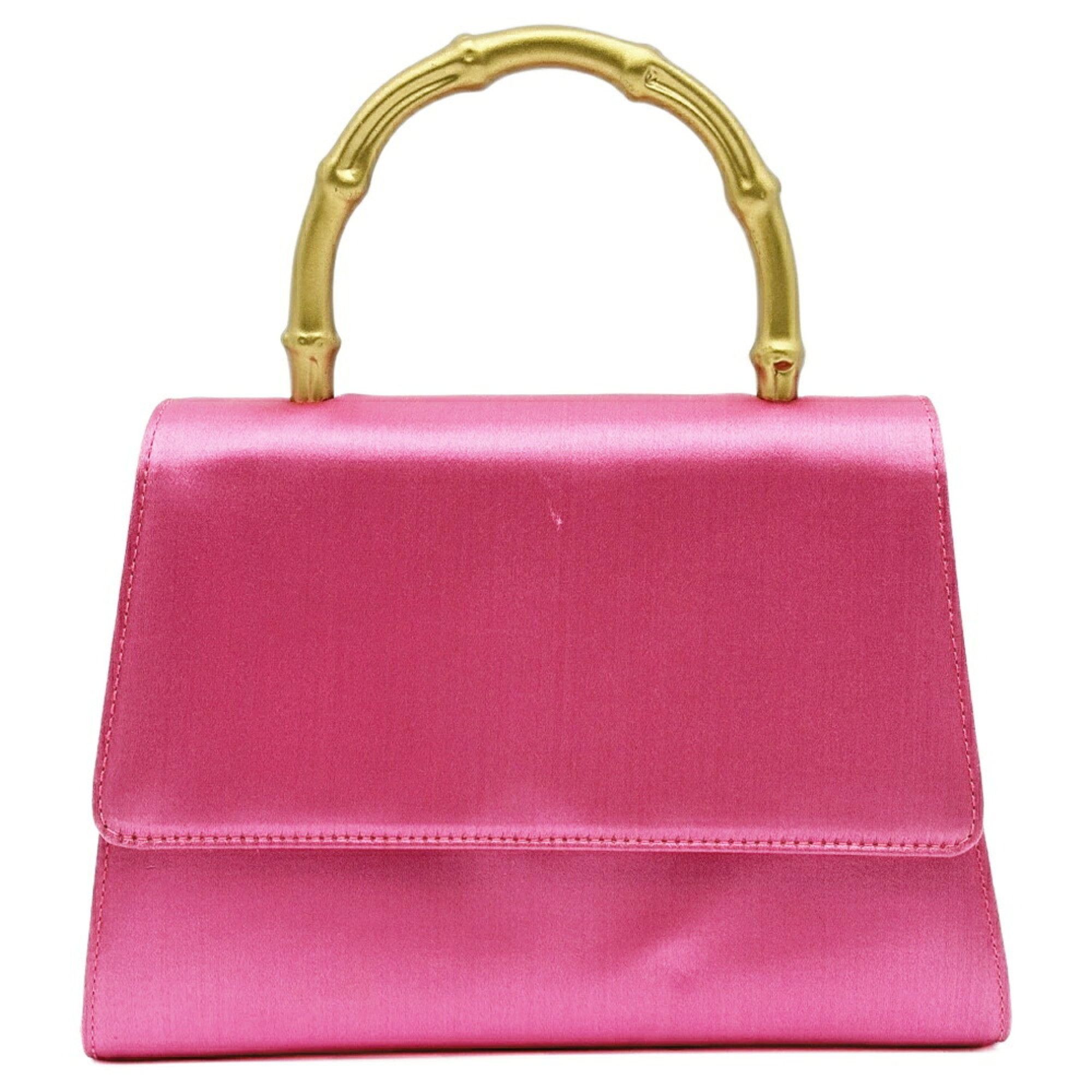 Gucci Bamboo Top Handbag 005 781 0315 Satin Pink Gold, Women's