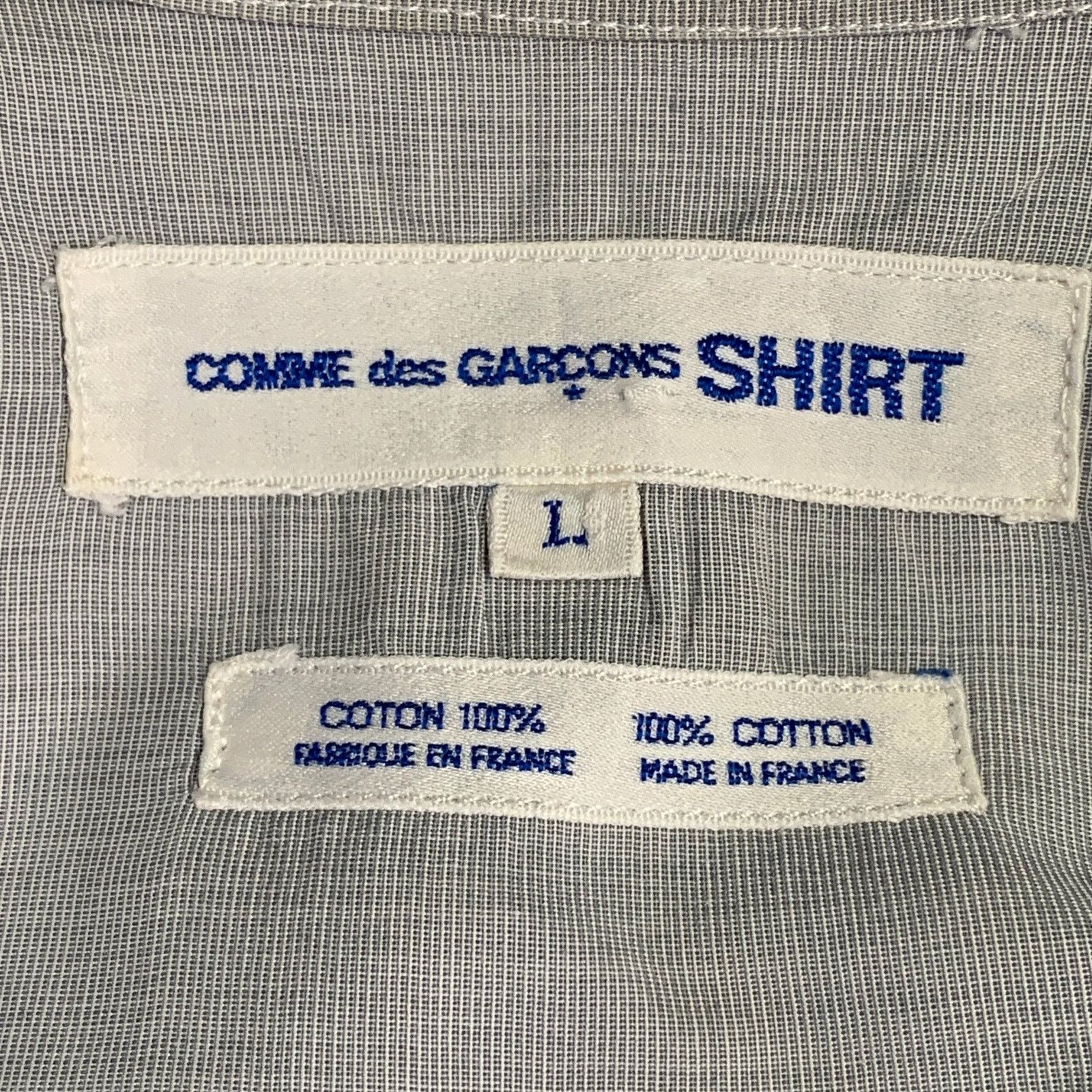 Comme des Garcons SHIRT SHIRT Size L Grey White Cotton One Pocket Long Sleeve Shirt Size US L / EU 52-54 / 3 - 5 Thumbnail