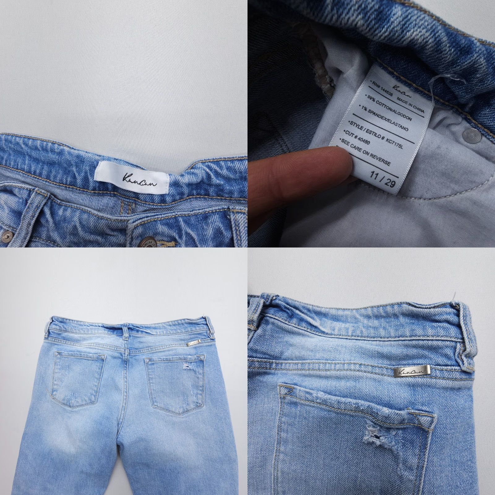 Vintage KanCan Jeans Women's 29 Mid Rise Boyfriend Distressed Blue Inseam 28 Size 29" - 8 Thumbnail