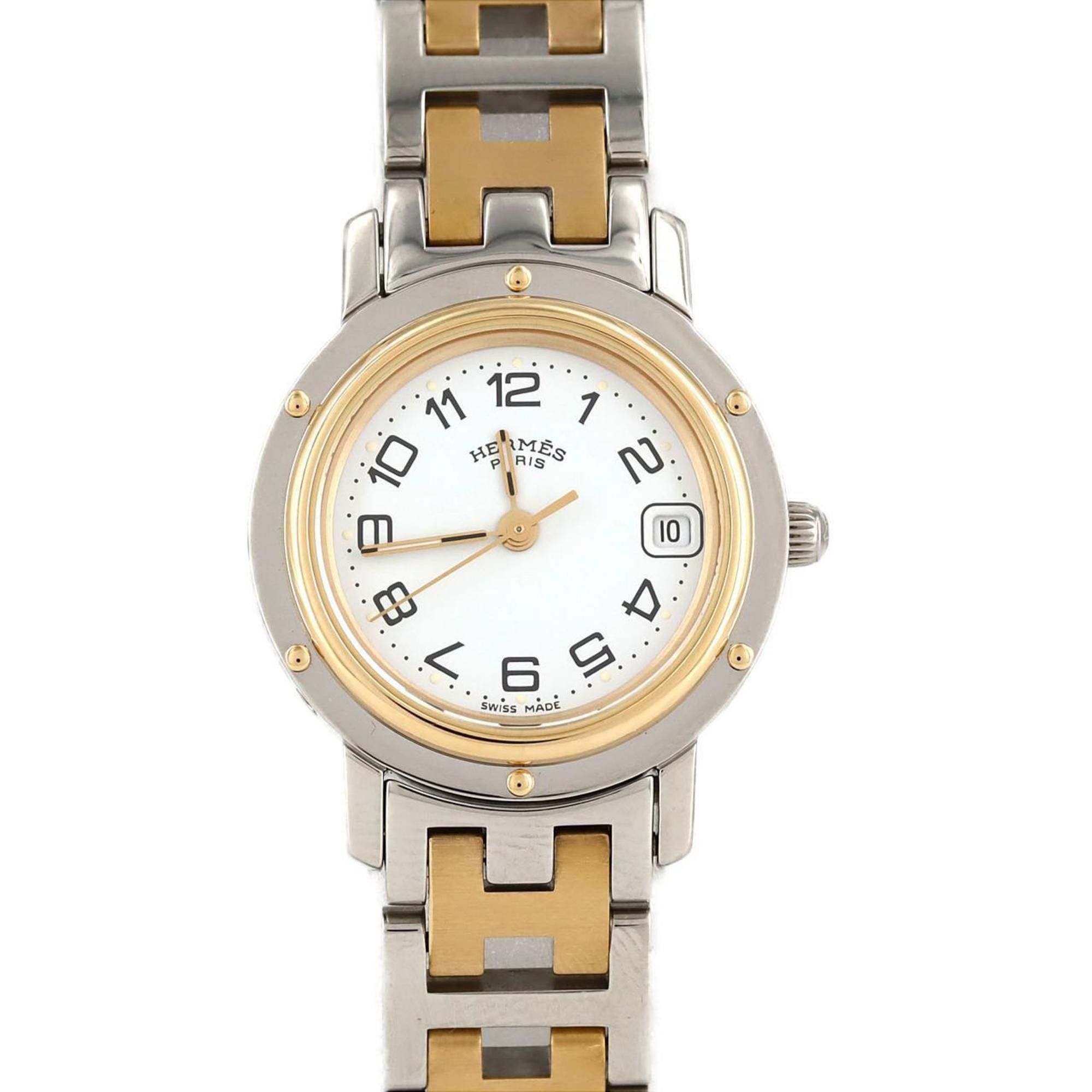 Hermes Clipper Combi Cl4.220 Ssxgp Quartz Watch in White, Women's