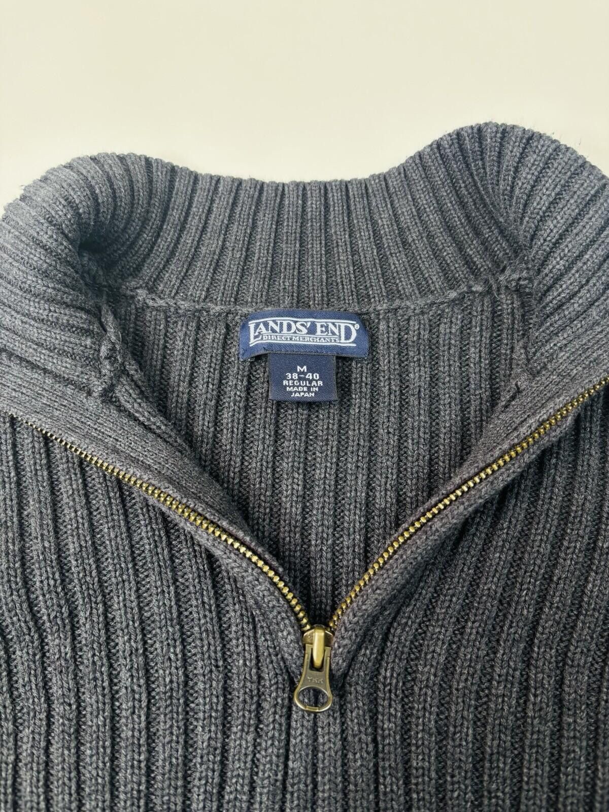 Lands' End Lands End Men’s 1/4 Ribbed Quarter Zip Size Medium Grey Size US M / EU 48-50 / 2 - 2 Thumbnail