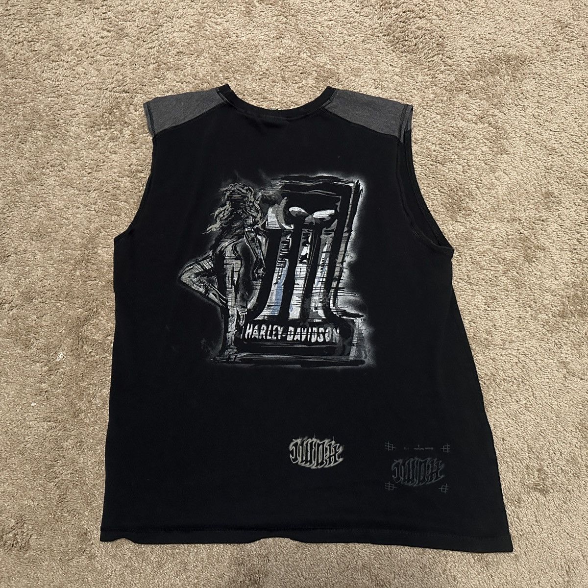 Harley Davidson Harley Davidson Sleeveless Top Grunge Skulls Size US XL / EU 56 / 4 - 6 Thumbnail