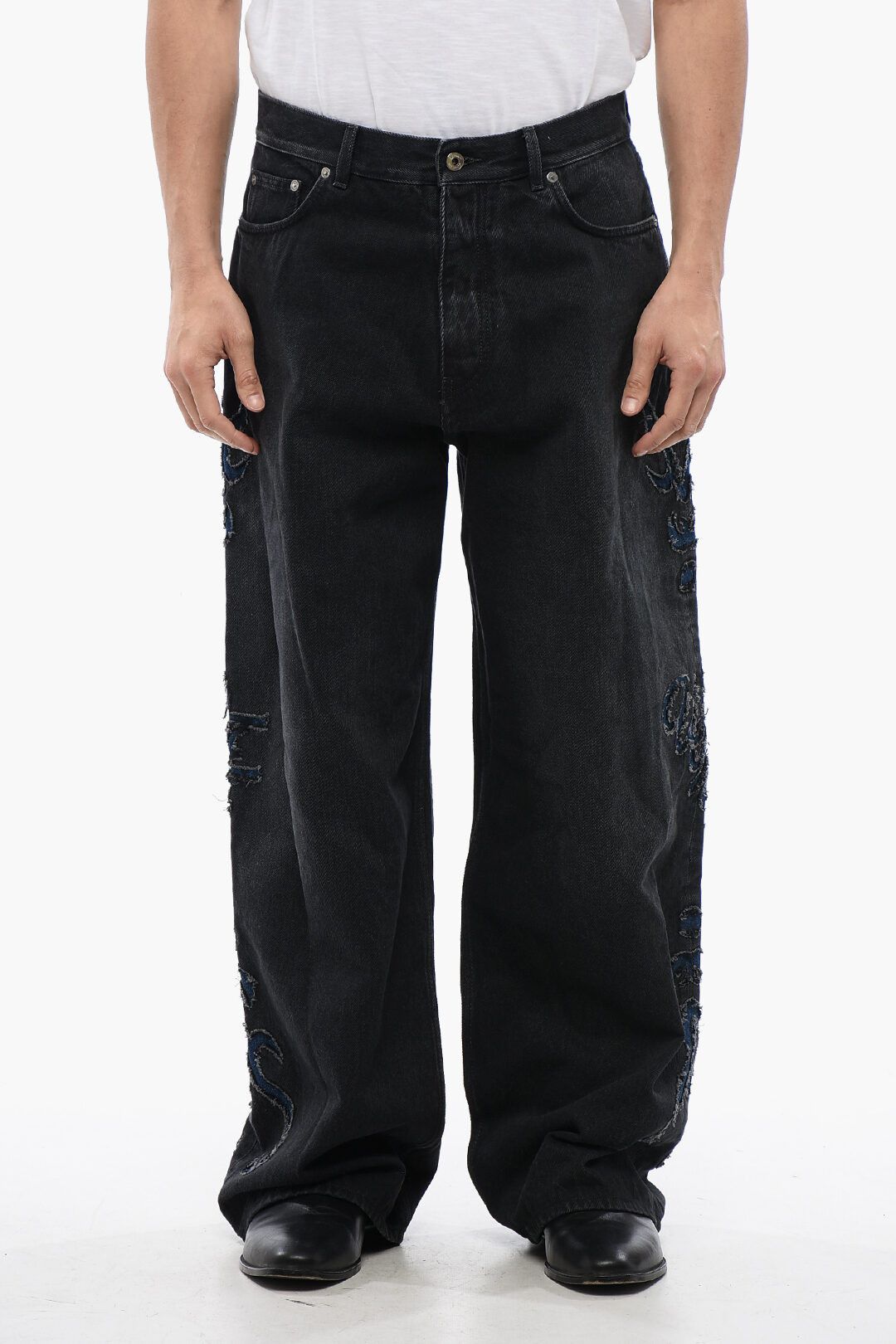 Off-White og1mm0525 Super Baggy Fit Jeans in Dark Grey Size US 31 - 1 Thumbnail
