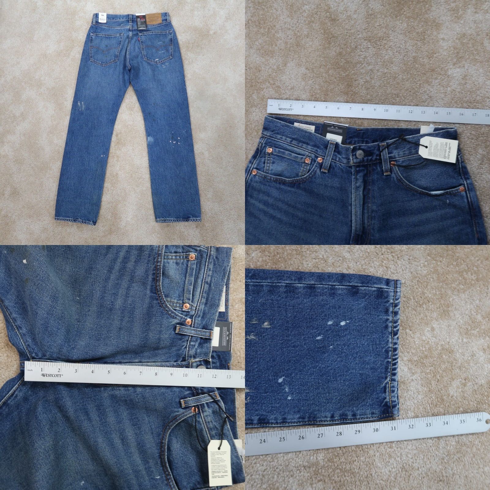 Levi's VINTAGE Levi's Premium 1961 551 Z Relaxed Straight Jeans Men’s 31x32 New Distressed hemp Blue Denim 80s 90s Mens Regular Jeans Size US 31 - 9 Thumbnail