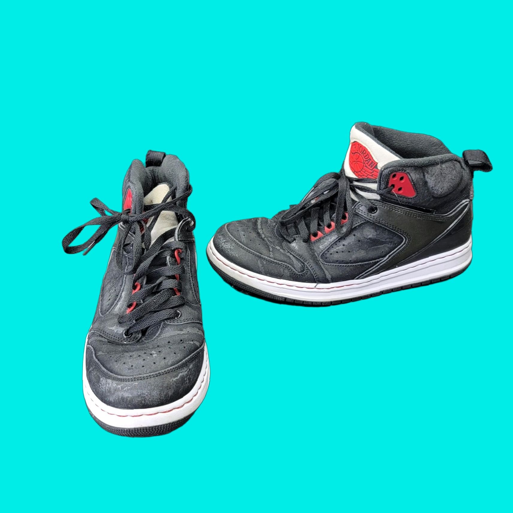 Jordan Brand Jordan SC-1 Shoes Mens 10 Black Red White High Top Basketball 535790-006 Size US M / EU 48-50 / 2 - 1 Thumbnail