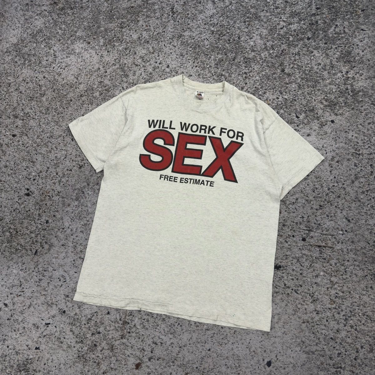 Vintage 90s Will Work For Sex Thrashed Faded Tee ERD Grunge Size US XL / EU 56 / 4 - 6 Thumbnail