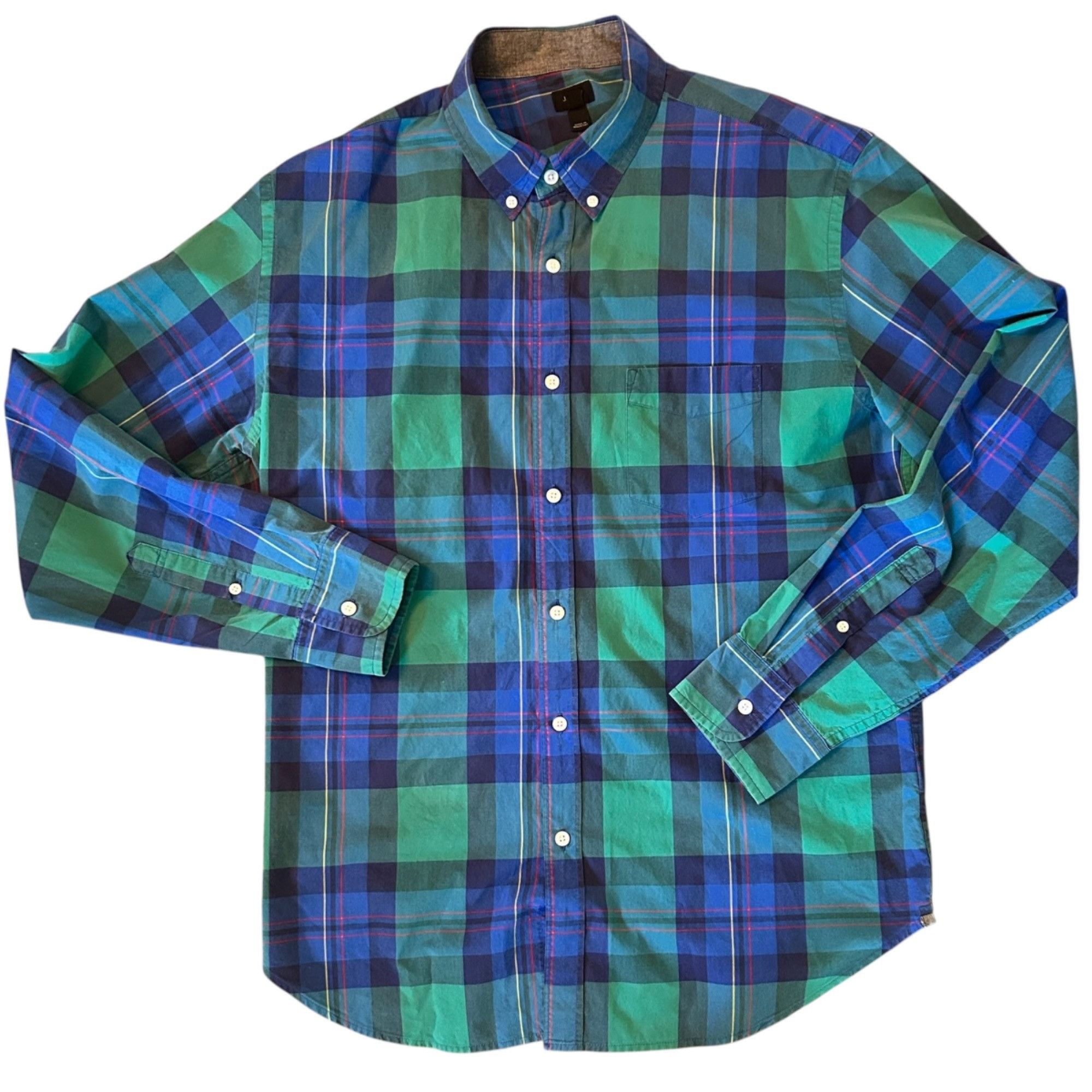 J.Crew J. Crew Tartan Plaid Green & Blue Preppy Button Down Shirt Size US XL / EU 56 / 4 - 1 Thumbnail