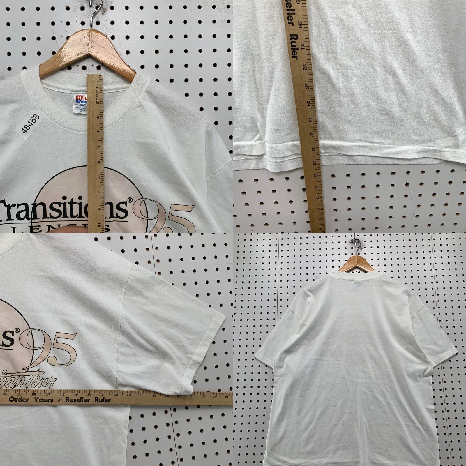 Hanes VINTAGE Hanes T Shirt Mens XL White 90s Transitions Lenses North American Tour Tee Size US XL / EU 56 / 4 - 8 Thumbnail