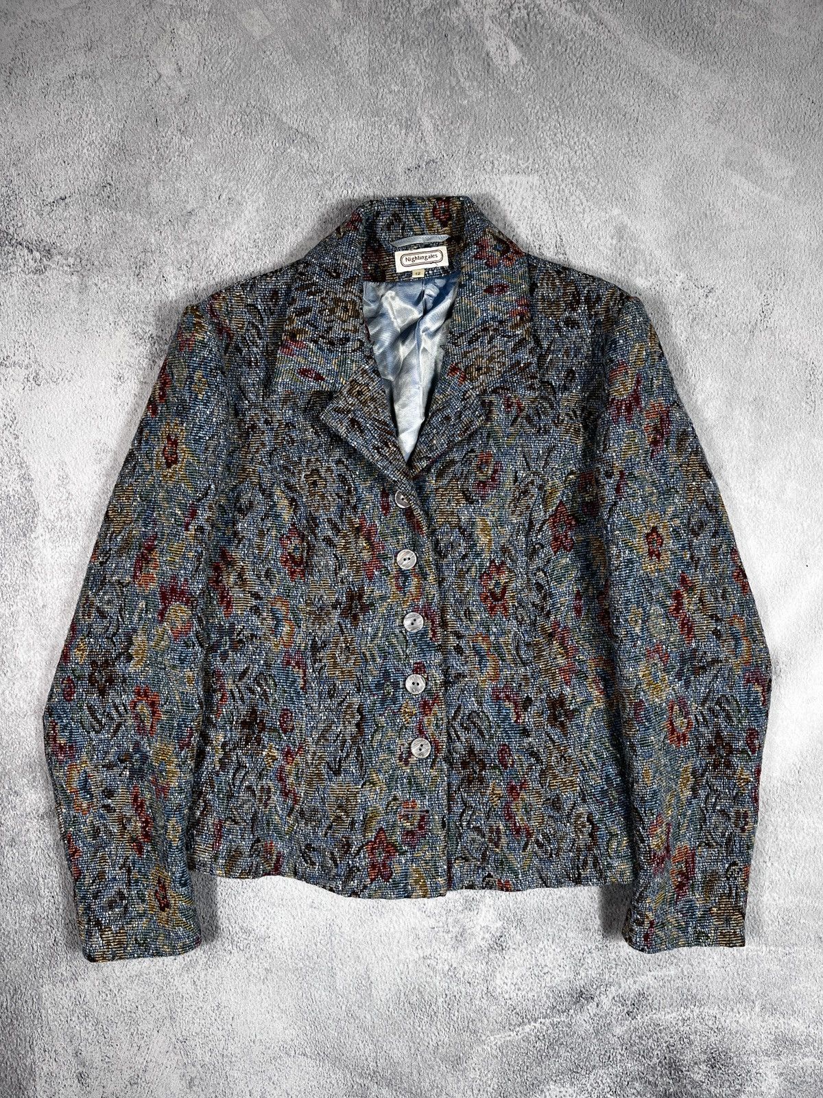Vintage Vintage Y2K knitted floral blazer Jacket retro style size 13 Size M / US 6-8 / IT 42-44 - 1 Thumbnail