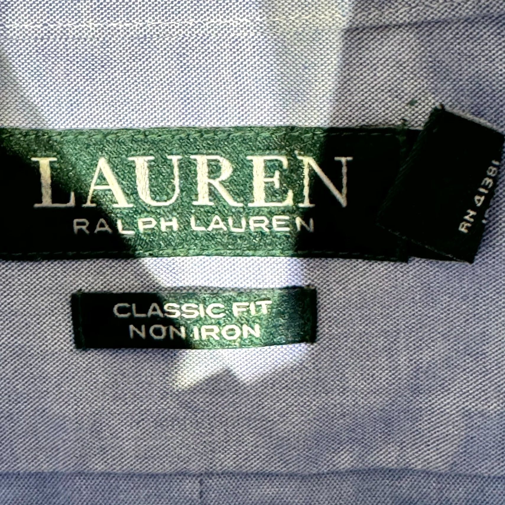 Ralph Lauren Lauren Ralph Lauren Dress Shirt Men 16 32/33 Blue Cotton Button-Down Shirt, Long Sleeve, Classic Fit Size 42R - 7 Thumbnail