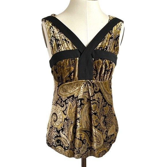 Etro Etro Italy 100% Silk Velvet Paisley Sleeveless Top 🇮🇹 Size XS / US 0-2 / IT 36-38 - 2 Thumbnail