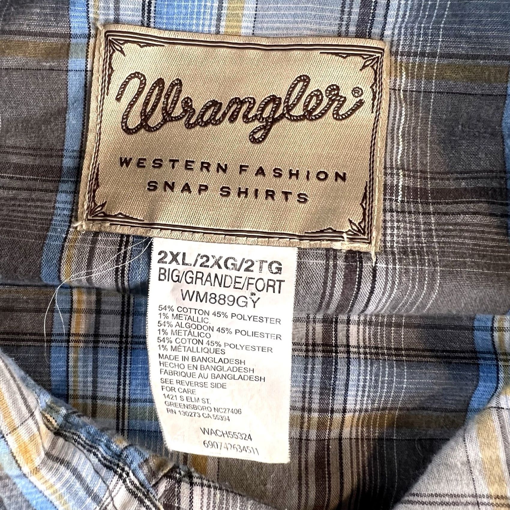 Wrangler Wrangler Western Pearl Snap Plaid Shirt Men 2XL Long Sleeve Cowboy WACH55324 Size US XXL / EU 58 / 5 - 3 Thumbnail