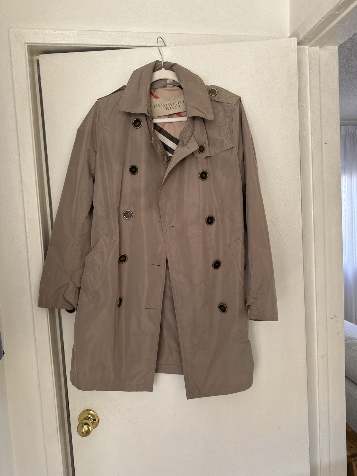 image of Burberry Brit Trench in Beige, Women's (Size Large)