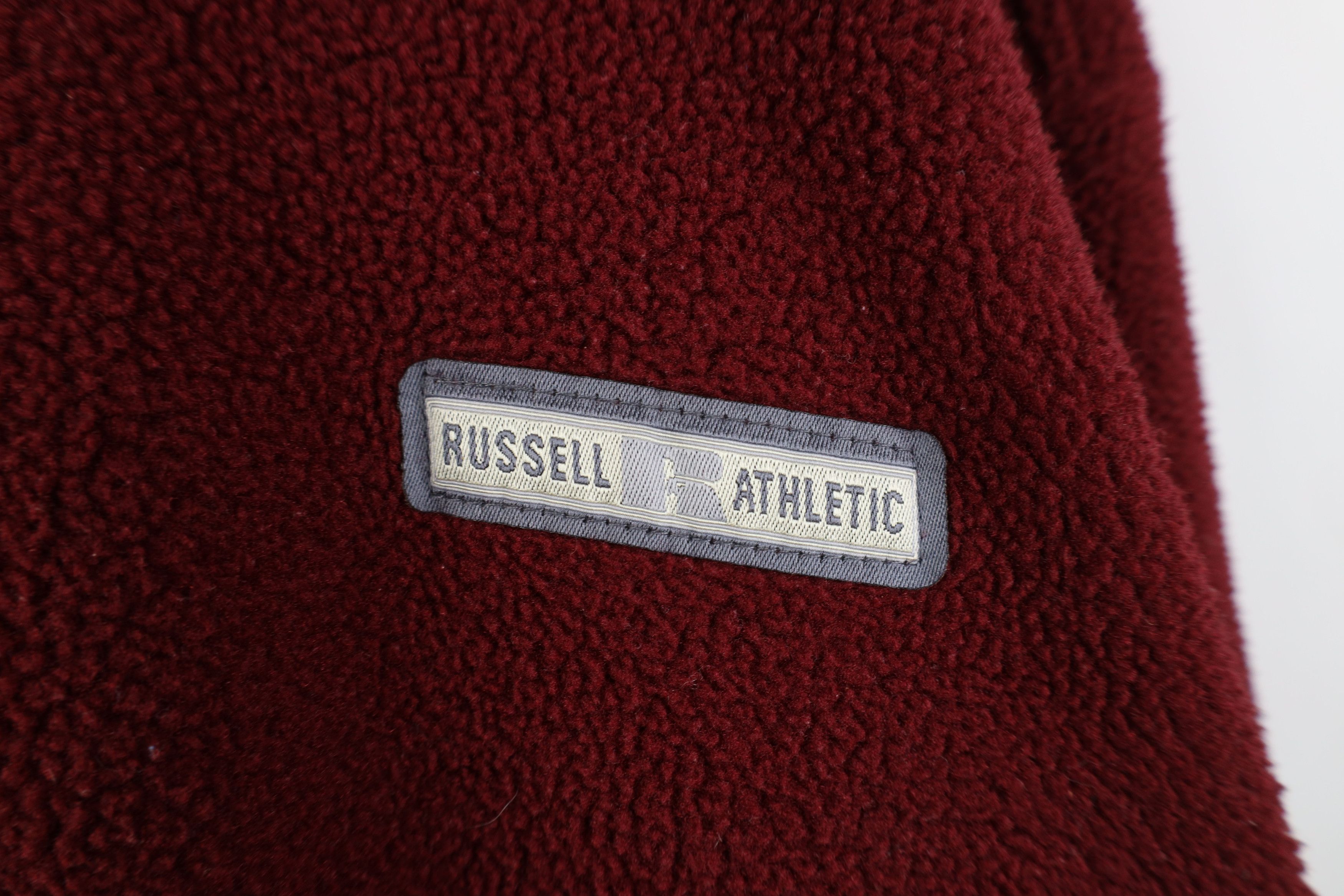 Russell Athletic Vintage 90s Russell Athletic Half Zip Fleece Hoodie Red USA Size US XL / EU 56 / 4 - 4 Thumbnail