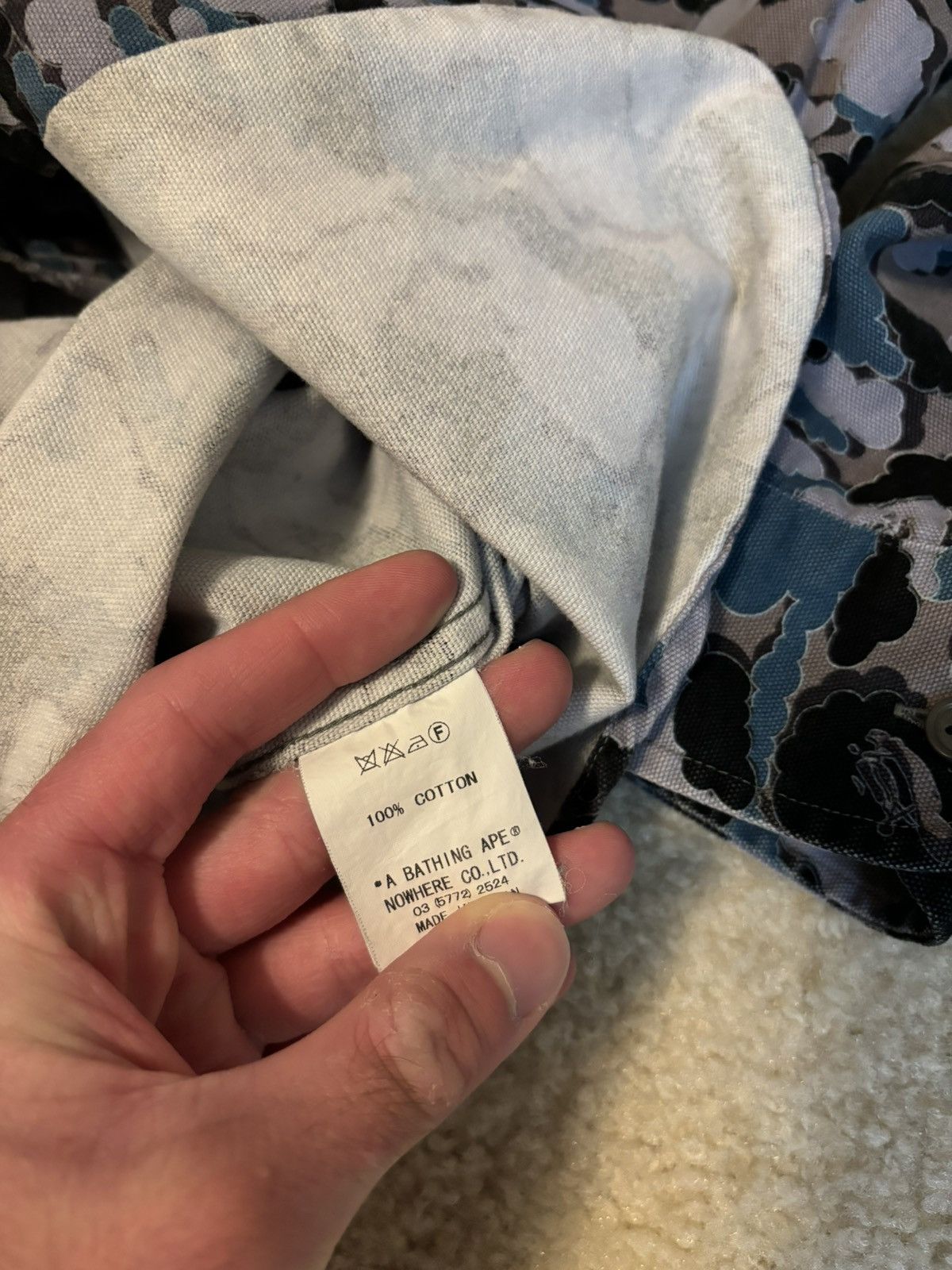 Bape × Kaws A Bathing Ape Kaws Cloud Camo Work Shirt Long Sleeve Blue Size US M / EU 48-50 / 2 - 6 Thumbnail