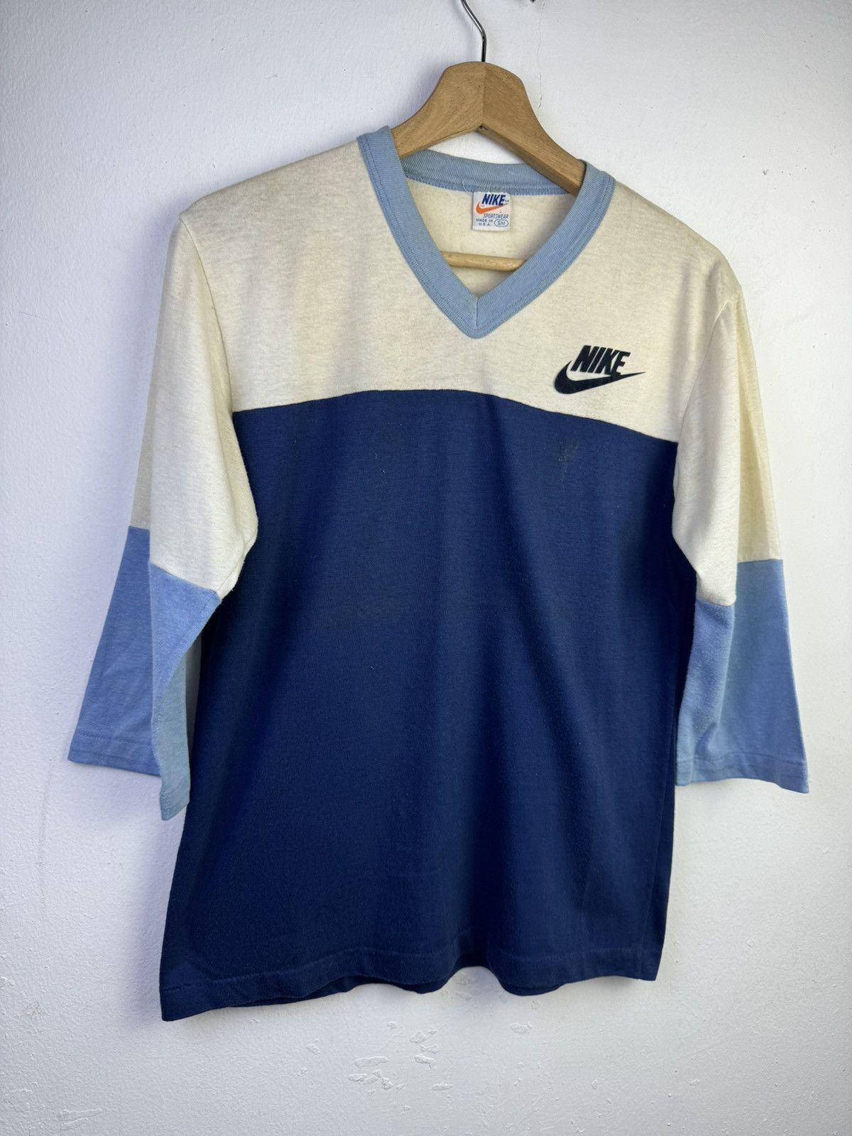 Nike vintage 70's Nike with velvet swoosh logo 3/4 sleeve tshirt Size US M / EU 48-50 / 2 - 2 Thumbnail