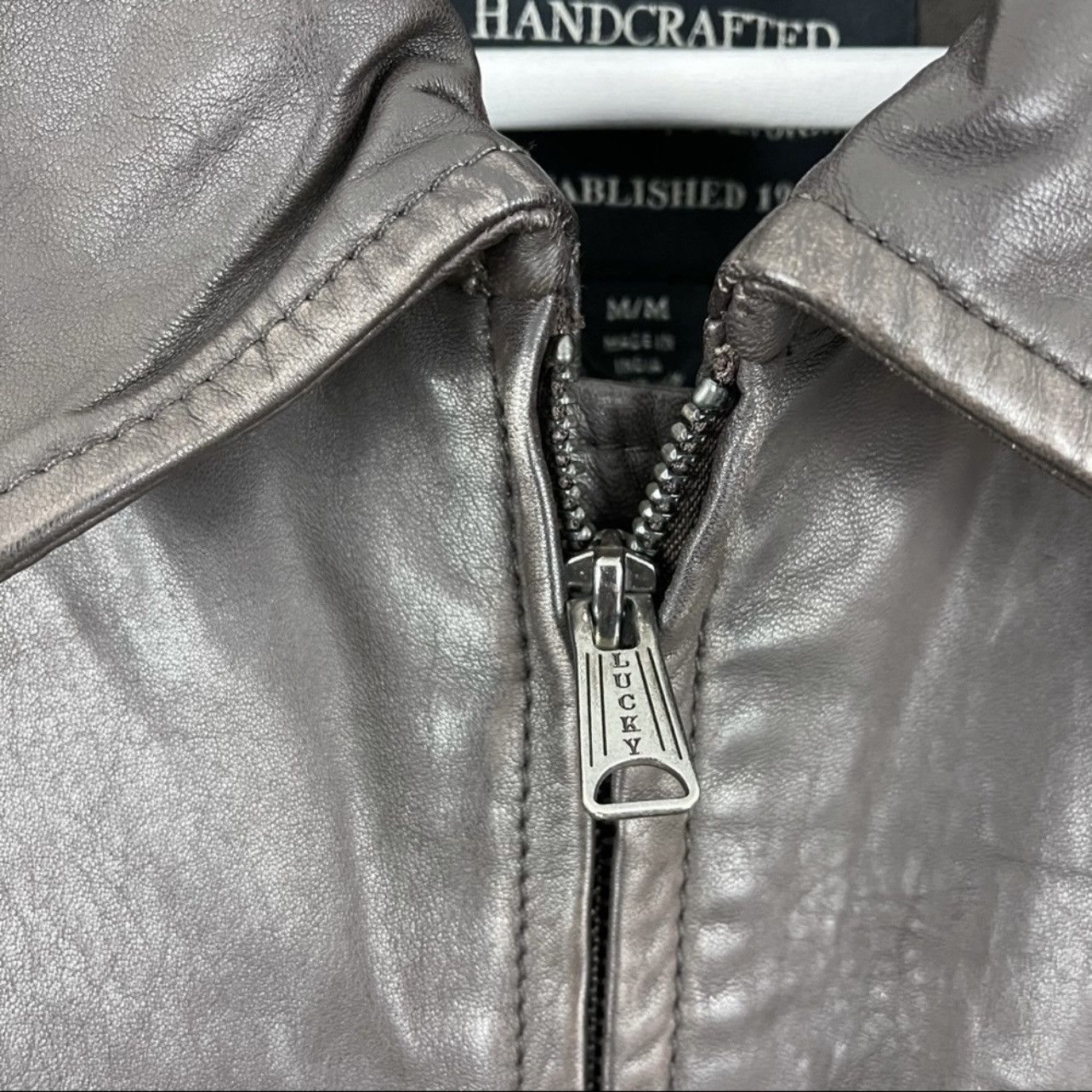 Lucky Brand Lucky Brand Antique Leather Zip Leather Jacket Size US M / EU 48-50 / 2 - 4 Thumbnail