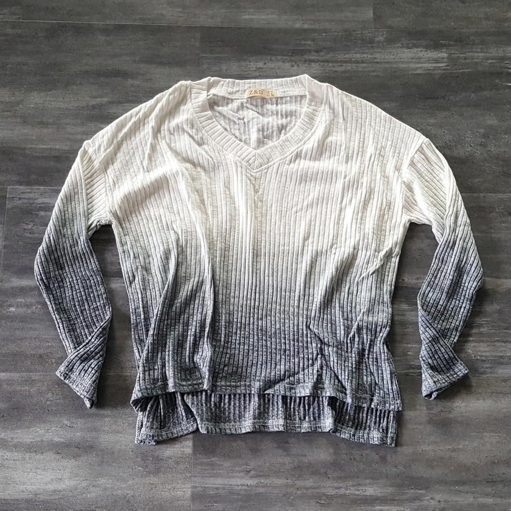 Designer White Ombre Ribbed Long Sleeve Size M / US 6-8 / IT 42-44 - 3 Thumbnail