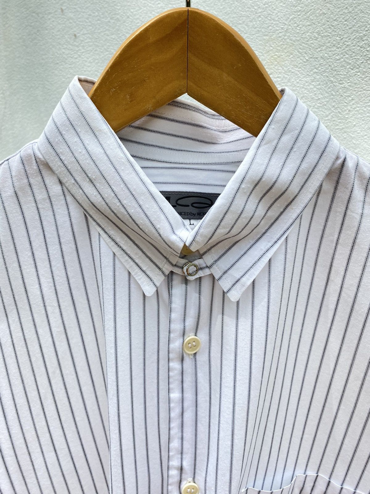 Yohji Yamamoto L.Q. Yohji Yamamoto Men White Stripes Shirt Size US L / EU 52-54 / 3 - 4 Thumbnail