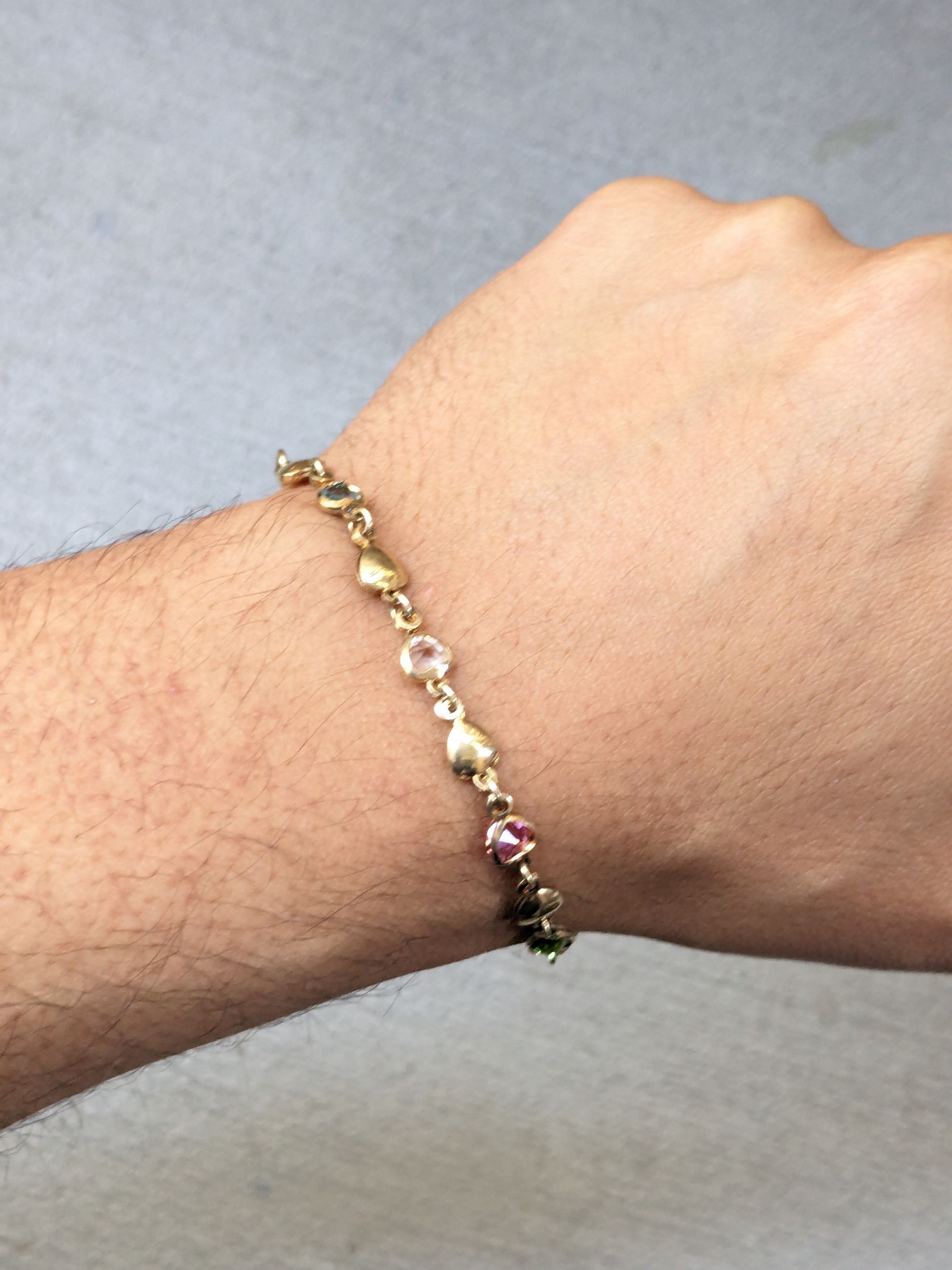 Jewelry Vintage Sterling Silver Bracelet Heart Rainbow Gold Plate Size ONE SIZE - 11 Thumbnail