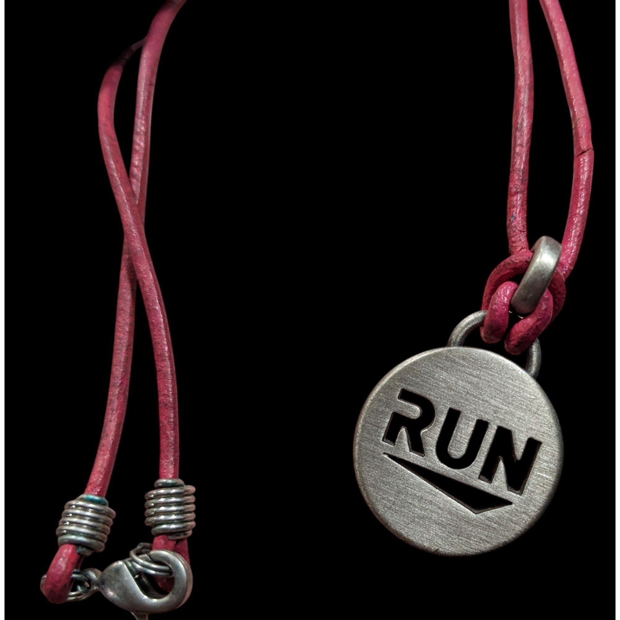 Other Athlete Inspired "Run" Necklace With Pink Leather Cord Size ONE SIZE - 3 Thumbnail