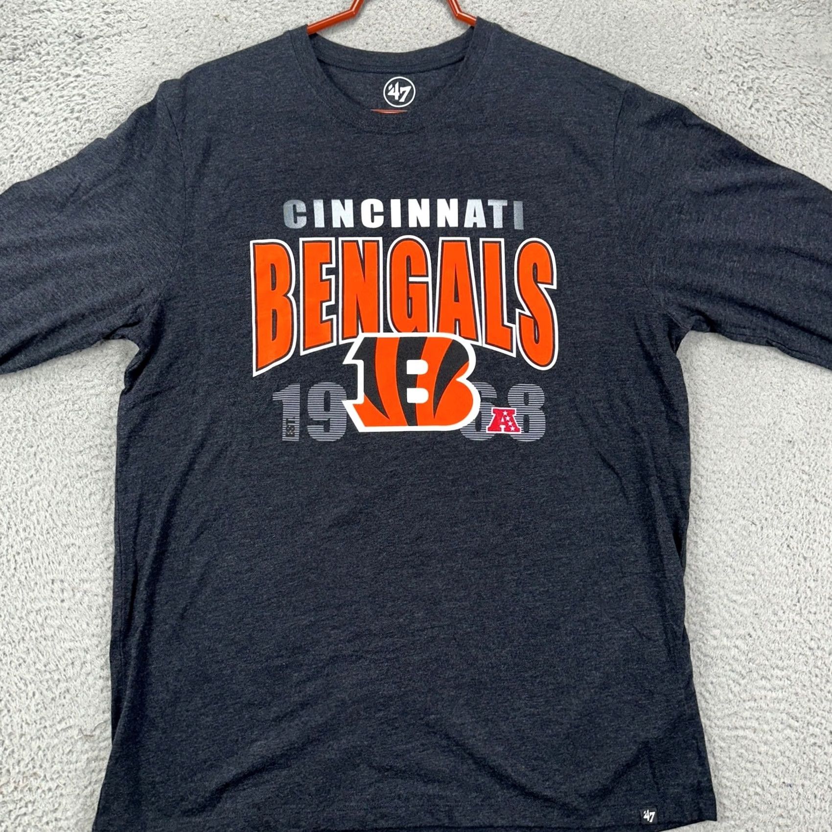 NFL Cincinnati Bengals NFL Football T-Shirt Long Sleeve Tee Mens Large Gray 47 Brand Size US L / EU 52-54 / 3 - 3 Thumbnail