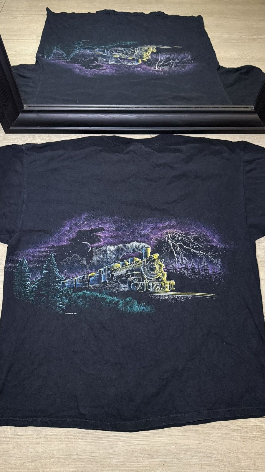 Liquid Blue Vintage / Y2K 1990s Old Sacramento Lightning Train All Over Size US XXL / EU 58 / 5 - 2 Thumbnail