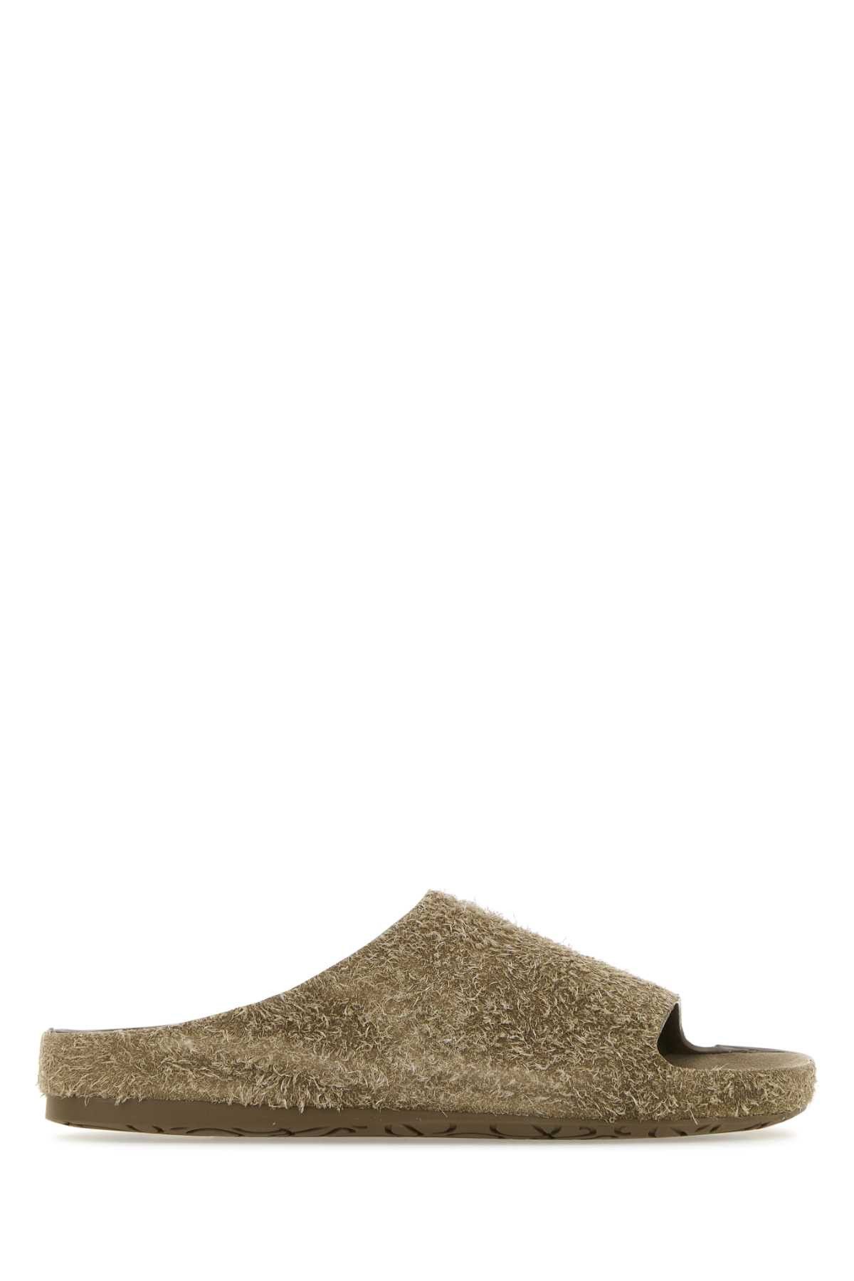 image of Loewe Khaki Suede Lago Slippers in Green, Men's (Size 7)